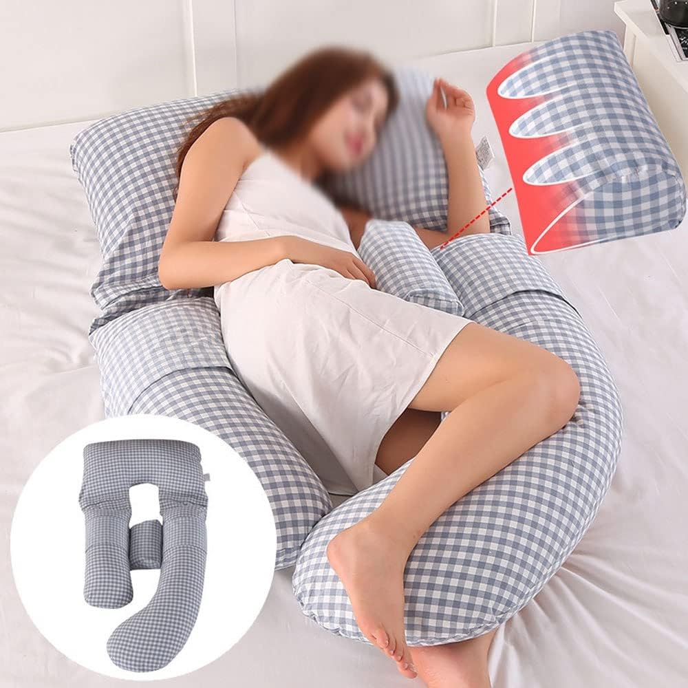 U Shaped Pregnancy Pillow, Full Body Pillow with Washed Cotton Removable Cover, Multiple Bed Maternity Pillow for Women & Adults Sleeping Help Support Head Back Belly, Red (Color : Green)