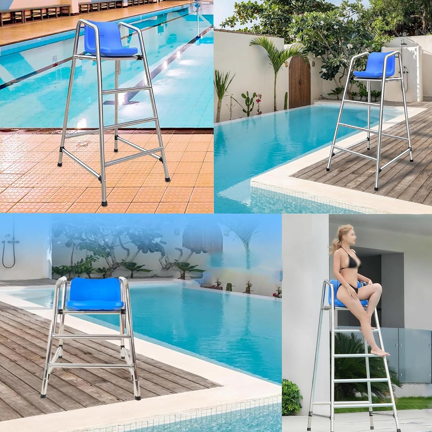 Commercial - Durable Swimming Pool Beach Lifesaving Equipment, Adjustable Height 201-1.2M, Ideal for Indoor/Outdoor Use, Sturdy Barstool for Poolside Safety