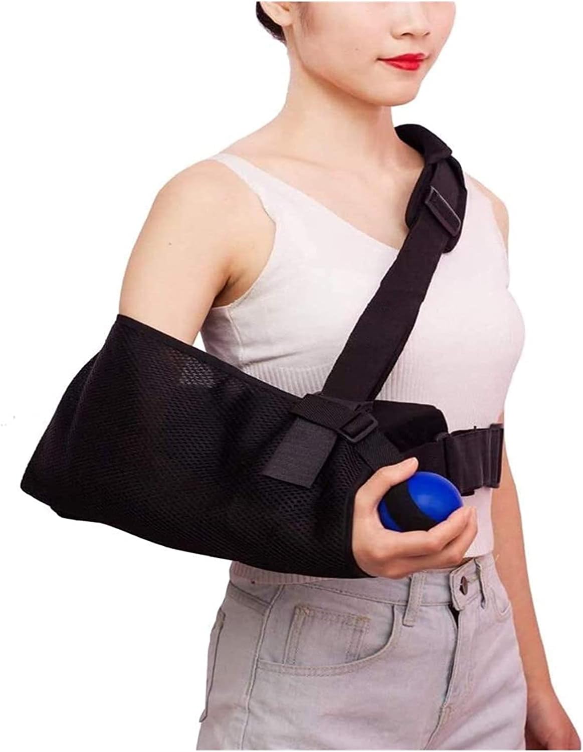 arm Sling Shoulder Sling arm Brace Shoulder immobilizer Shoulder Support Abduction Slings for Women and Men Rotator Cuff and Elbow Brace(Color:Breathable;Size:Leftarm)