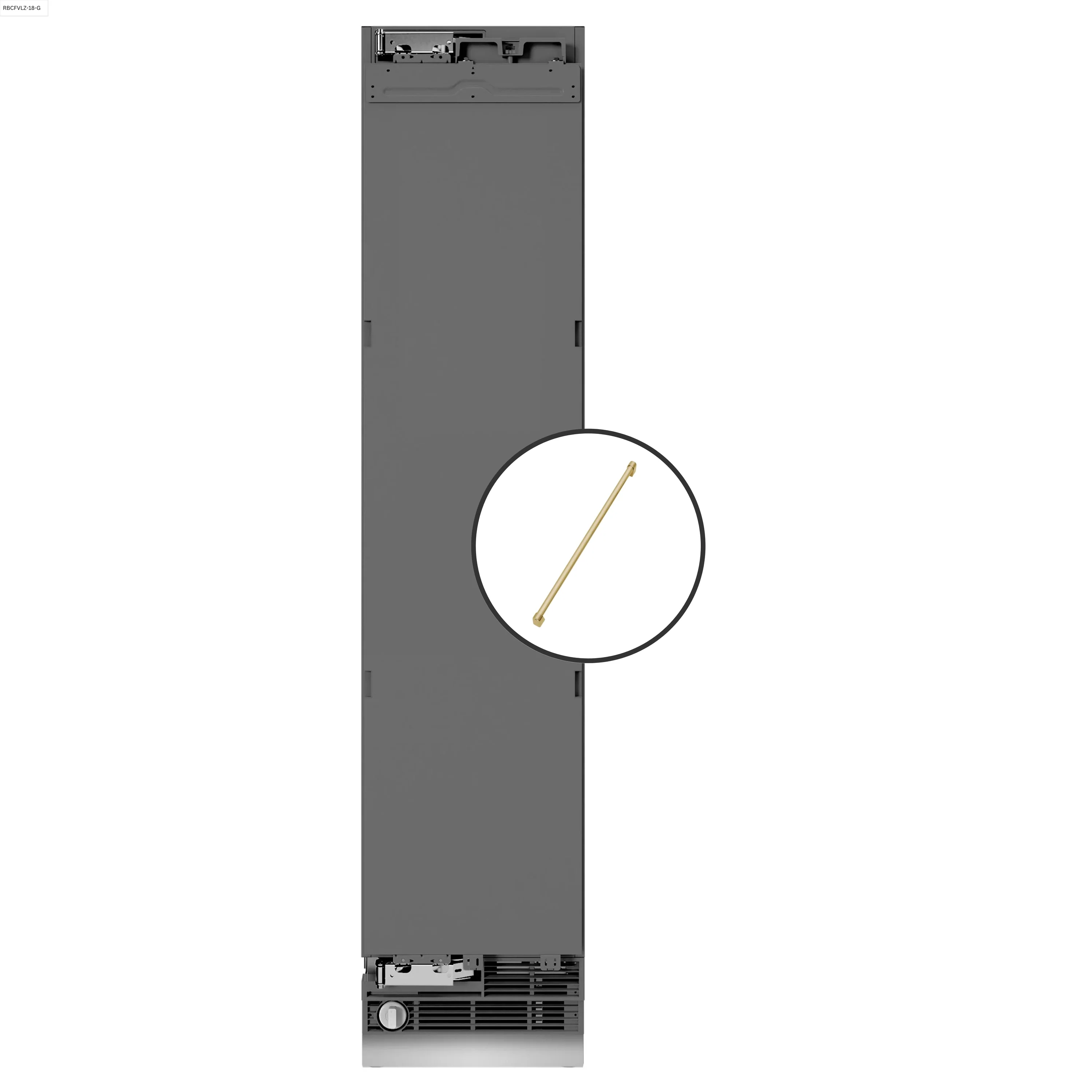 ZLINE Autograph Edition 18-Inch 8.6 Cu. Ft. Panel Ready Left Hinge Column Freezer with Graphite Gray Interior and Polished Gold Accents (RBCFVLZ-18-G)