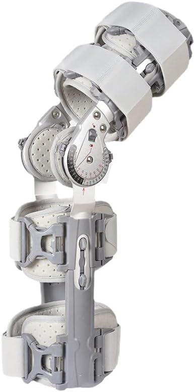 Hinged Knee Brace, Adjustable Knee Fixation Support Orthosis, Adjustable Length 51-64 Cm, -10~120° Angle Adjustment, Comfortable Breathable Fabric, for Arthritis Postoperative Reh(