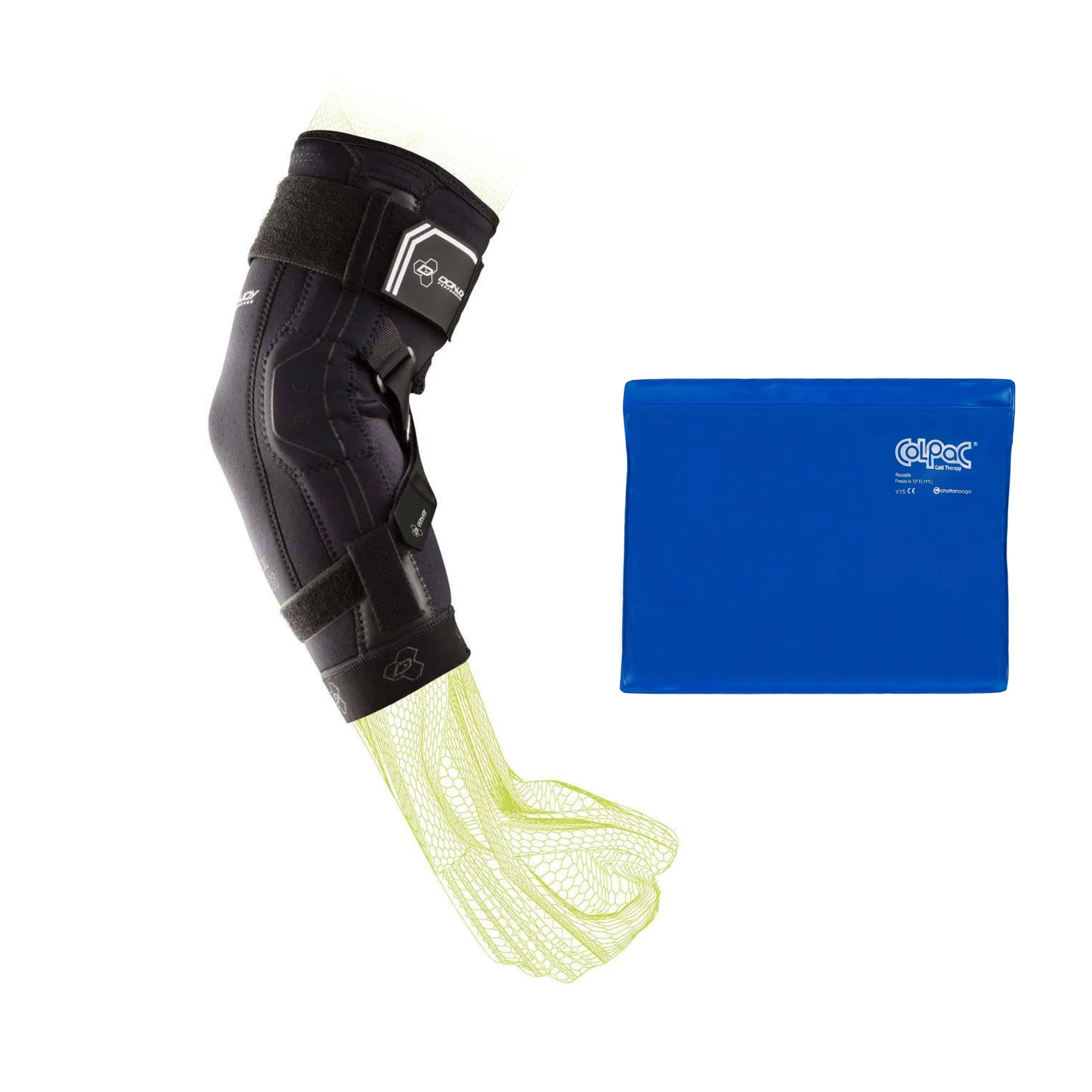DonJoy Performance Bionic Elbow Brace II (Extra Large) and Ice Pack (11 x 14 In)
