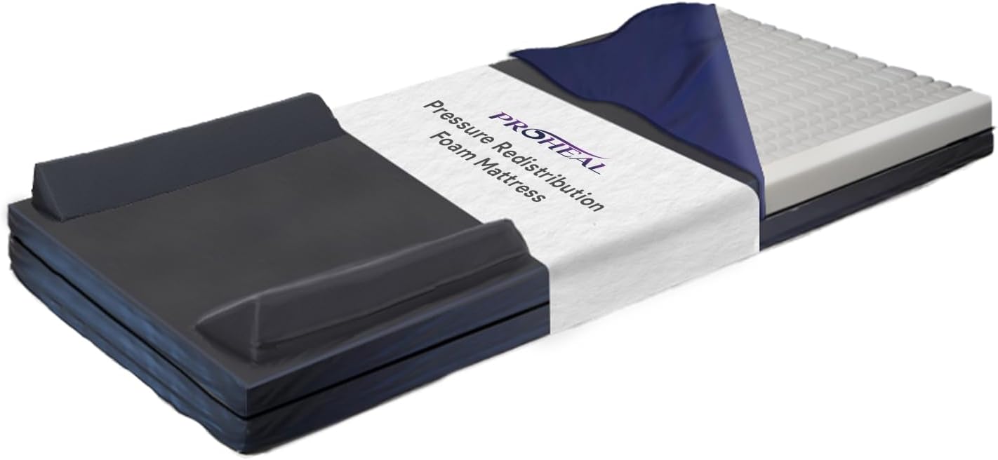 ProHeal Foam Hospital Bed Mattress for Pressure Redistribution, Raised Rails - 36