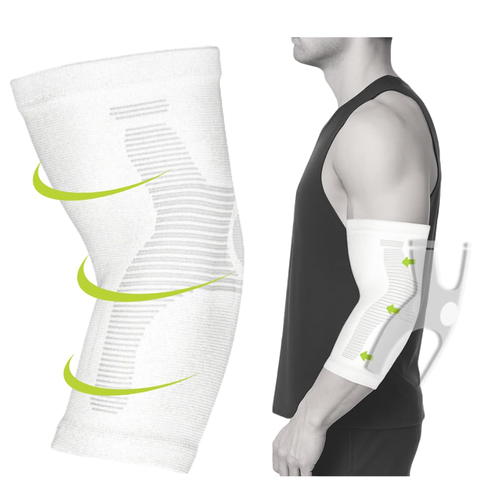 Premium Compression Sleeves Support for Tendonitis, Tennis & Golf Elbow, Weightlifting, and Joint Pain Relief - Kinesiology Compression Elbow Sleeves for Men and Women (White, Medium)