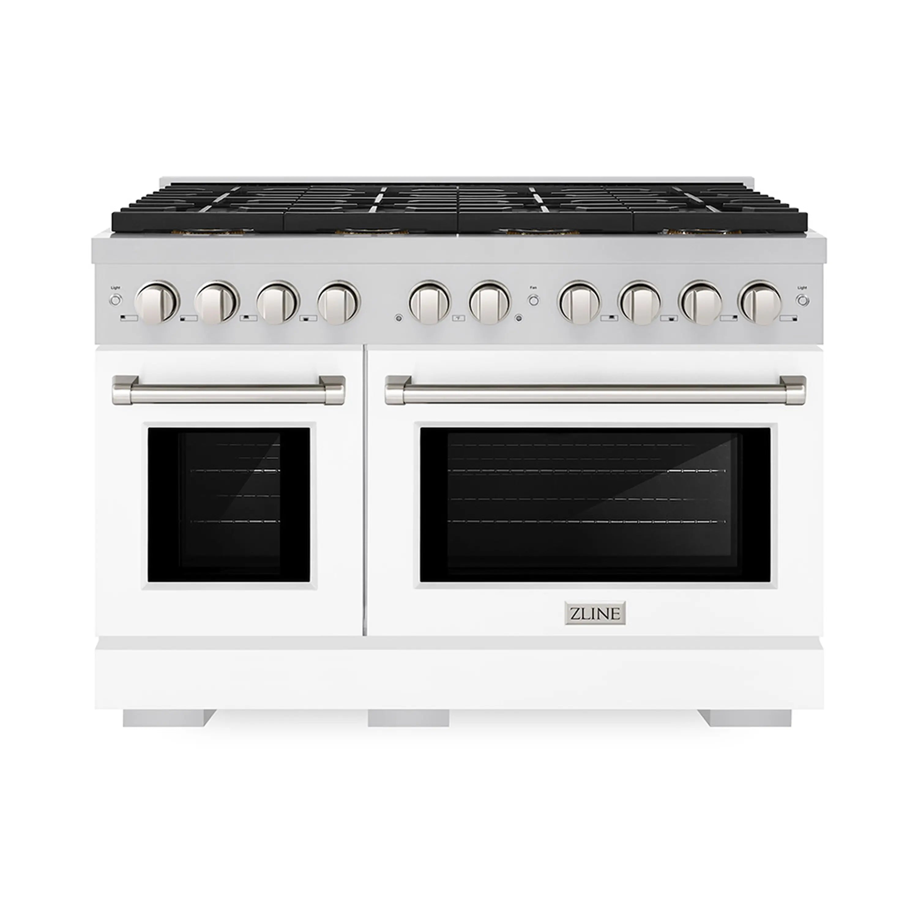 ZLINE 48-Inch 6.7 cu. ft. Paramount Dual Fuel Range with 8 Burner DuoPro鈩?Cooktop and Dual Ovens with White Matte Doors (PSDR-WM-48)