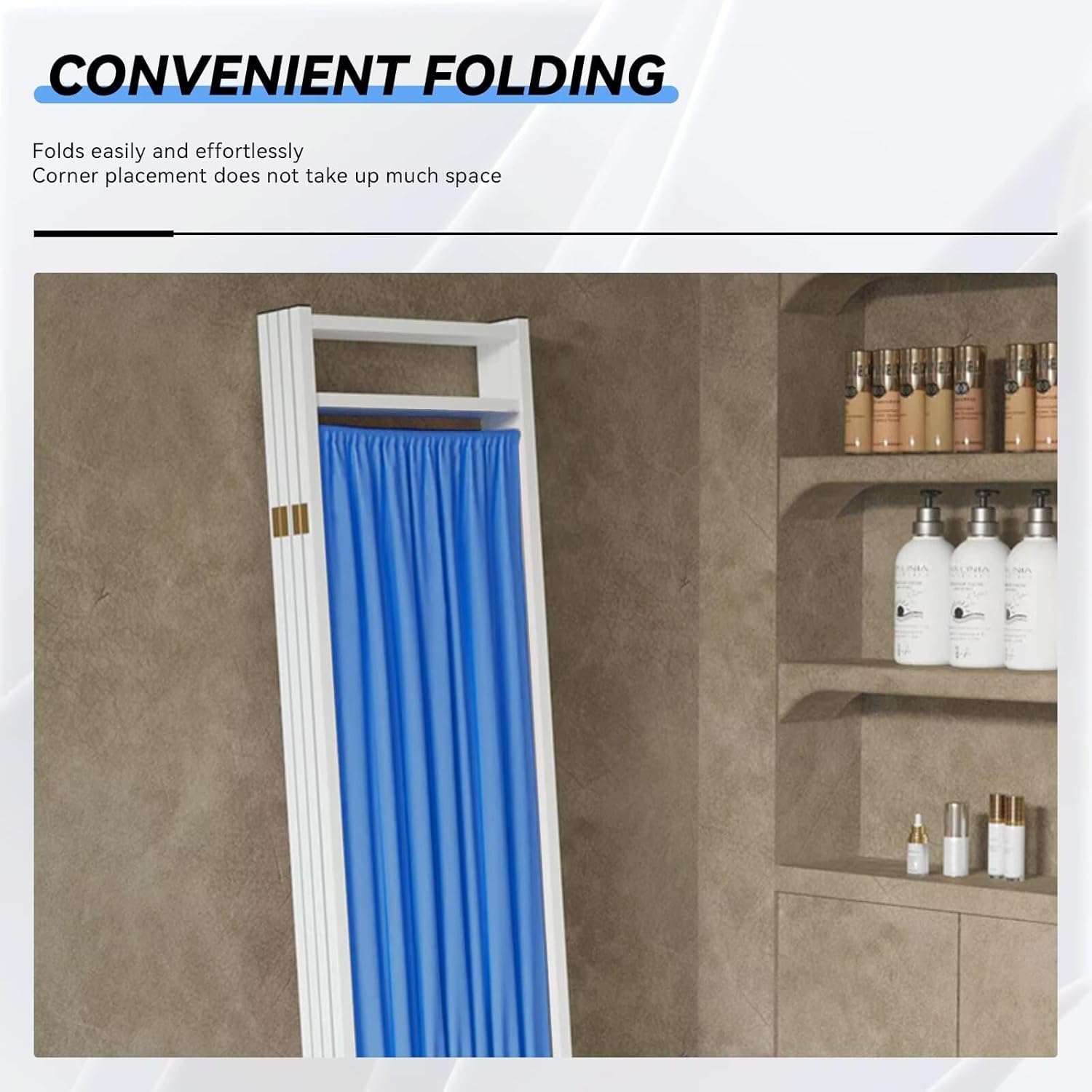 Medical Room Divider with Foldable Panels, Mobile Medical Privacy Screen with Steel Frame, partition Room dividers for Hospital, Nursing Privacy Screen, no Odor Fabric (Blue 5 Panels)