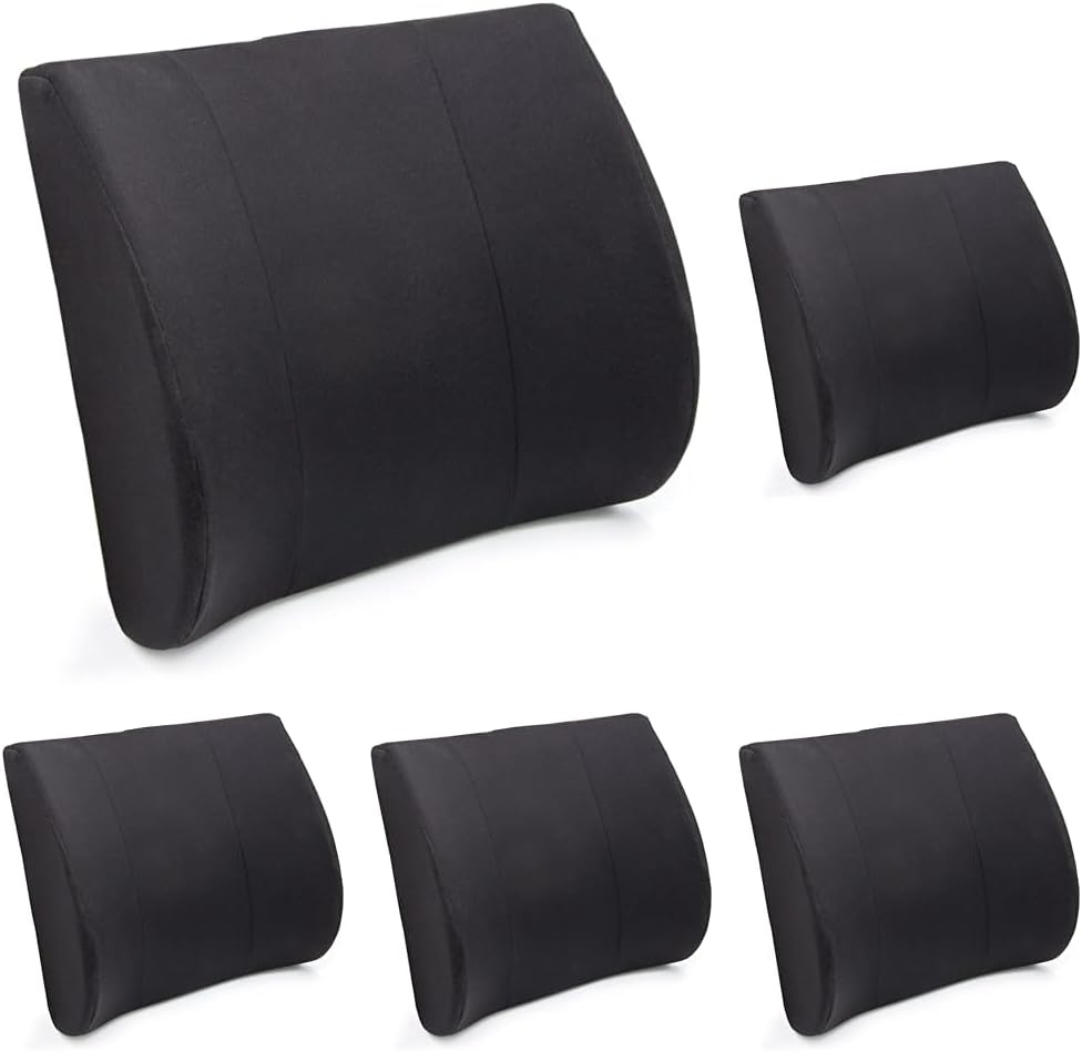 DMI Lumbar Support Pillow for Chair to Assist with Back Support with Removable Washable Cover to Ease Lower Back Pain While Improving Posture, 14 x 13 x 5, Contoured Foam, Standard, Black (Pack of 5)