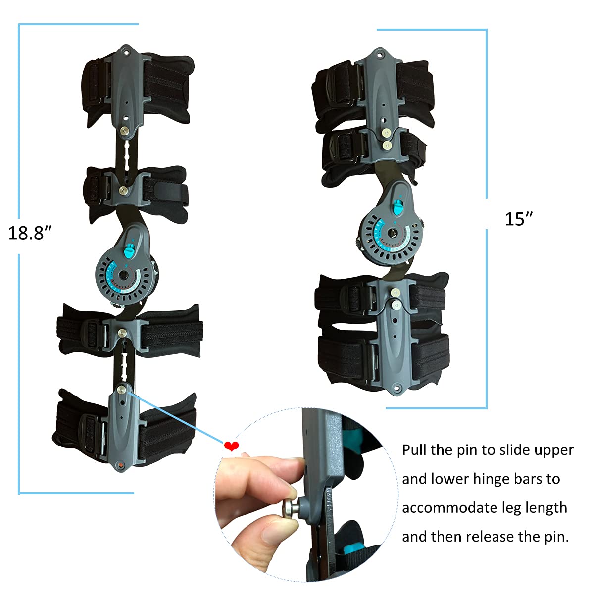 Komzer Hinged Elbow Brace,Adjustable Post OP ROM Elbow Brace with Sling Stabilizer Splint Arm Injury Recovery Support After Surgery (Left)
