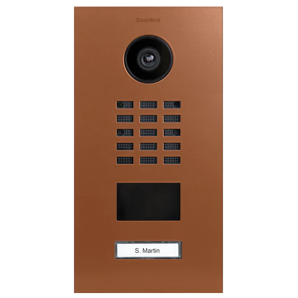 DoorBird D2101V IP Video Door Station, 1 Call Button in Orange Brown, RAL 8023