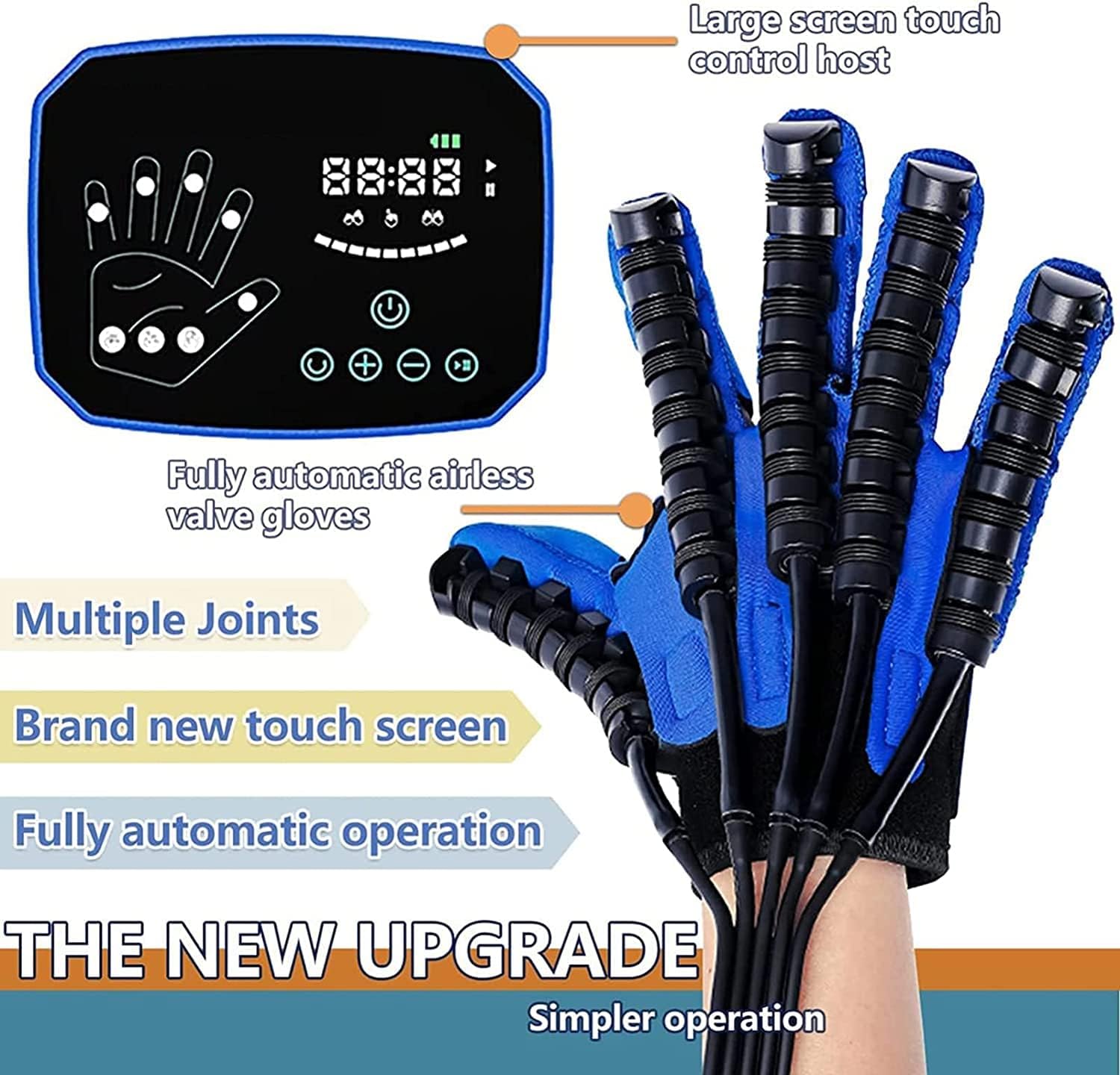 Upgraded Version Rehabilitation Robot Gloves, Hemiplegia Finger Trainer Stroke Hand Splint AssistiveTraining Equipment, Finger Orthosis, for Long-Term Relief(Size:L Code,Color:Left Hand)