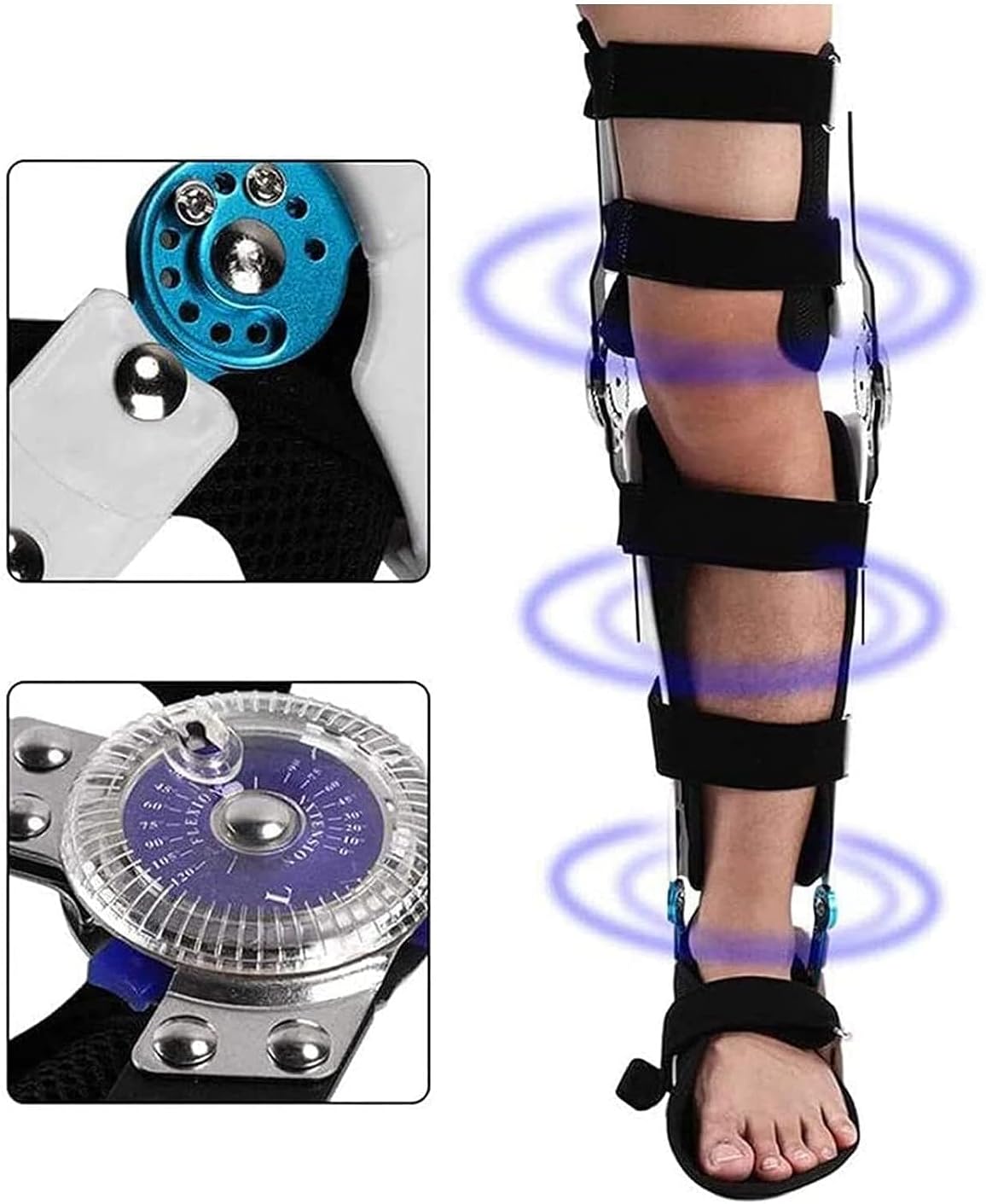 Adjustable Hip Joint Fixation Bracket, Adjustable Hip Knee Ankle Foot Supports Brace Reusable Hip Knee Ankle Foot Orthosis Braces, Hinged Knee Supports Stabilization Thigh Knee Joint Ankle Foot Fixed