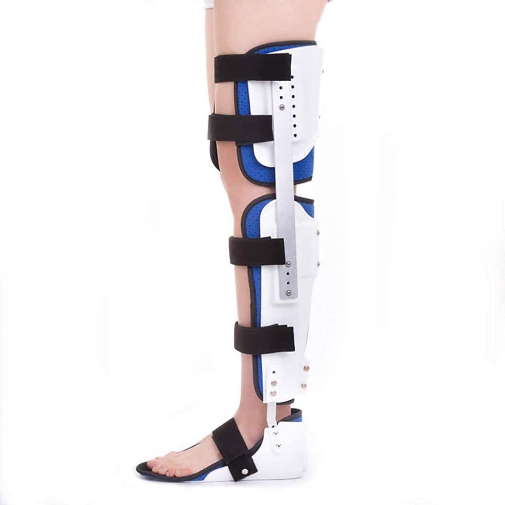 Knee Joint Fixed Brace Full Leg Brace, Adjustable Post Op Knee Support Immobilizer, Breathable Thigh Knee Ankle Foot Supports Orthosis, for Arthritis, Joint Pain Relief, Re(