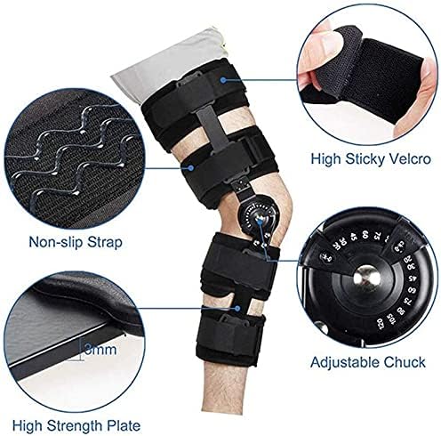 Hinged Knee Brace, Adjustable Post Op Patella Brace Support Stabilizer Pad Orthosis Splint Wrap Orthopedic Guard Protector - Leg Brace Support-Left-Small