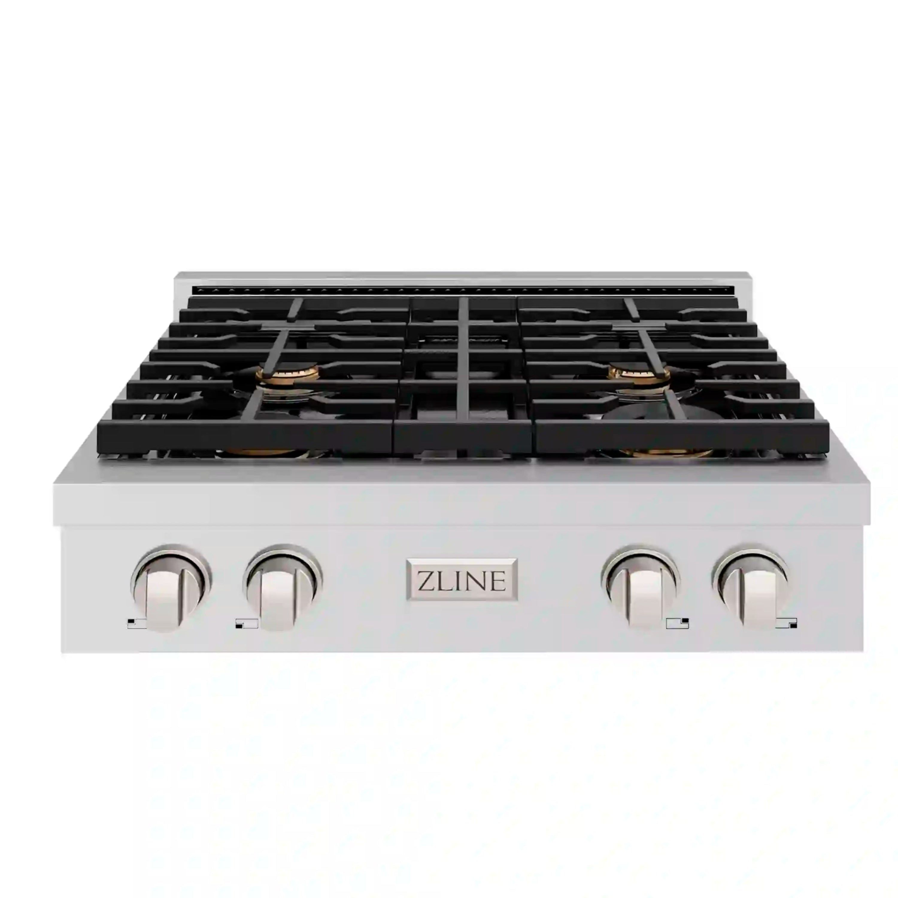 ZLINE Paramount 30-Inch Gas Rangetop with 4 Brass Burners and Porcelain Cooktop in Stainless Steel (SRT-BR-30)