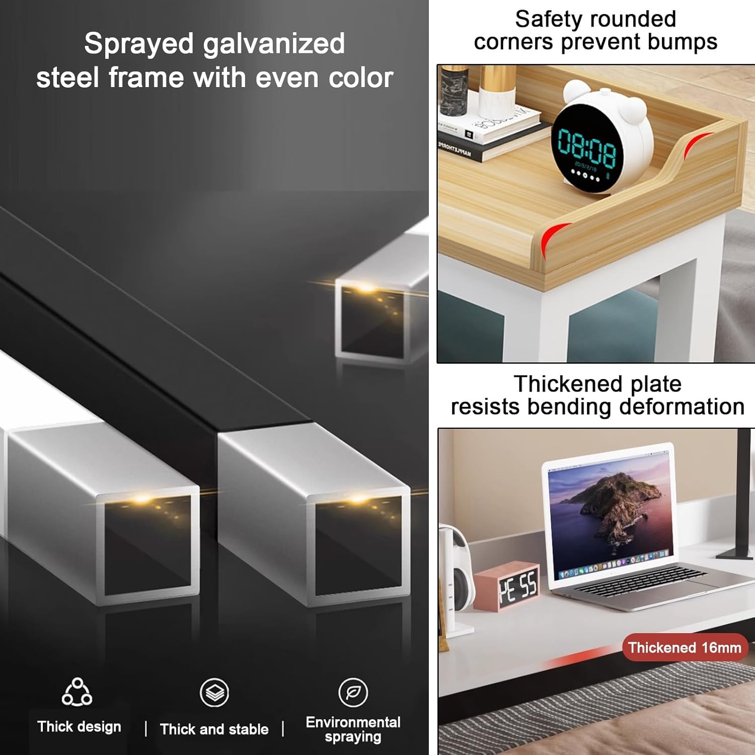 Mobile Overbed Table, Bedside Table with 360° Wheels, Standing Over Bed Table, Rolling Medical Over The Bed Desk for Hospital and Home Use