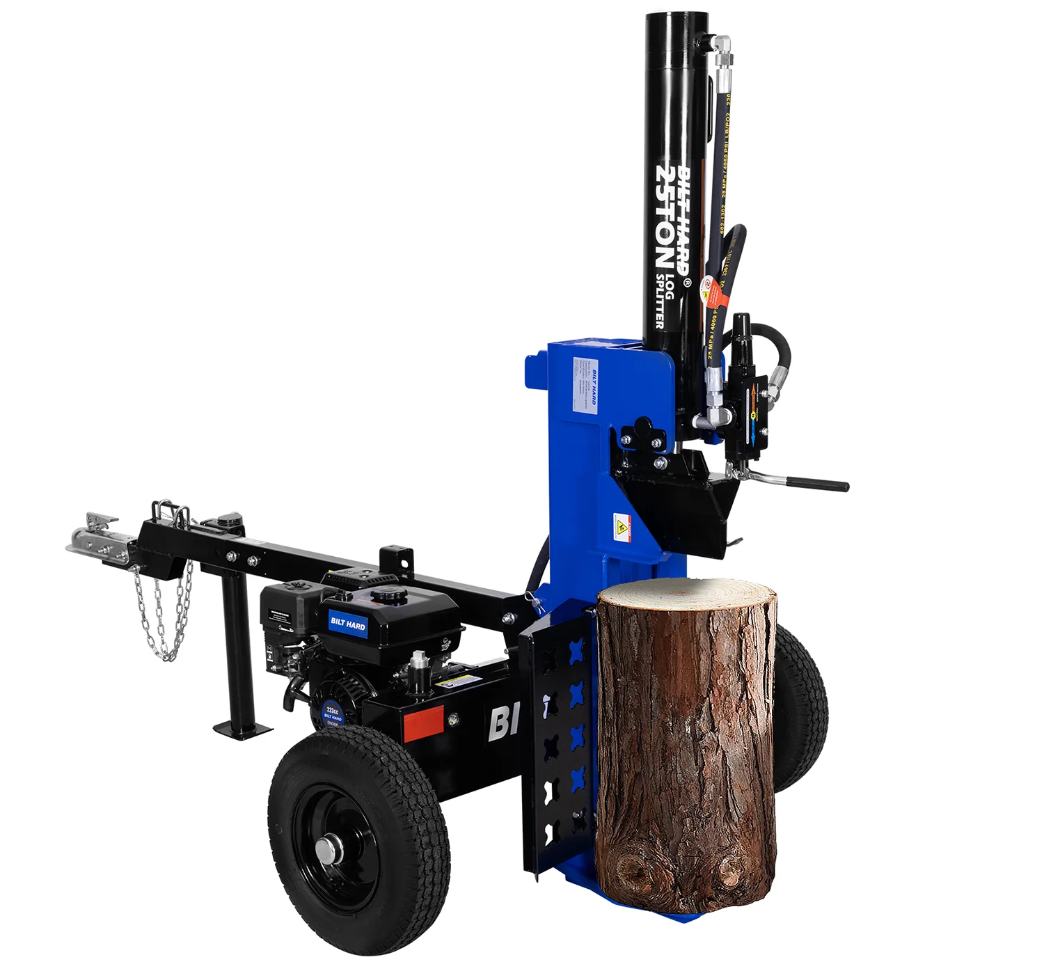 BILT HARD 25-Ton Full Beam Gas Log Splitter: 8hp 223cc OHV Engine, 22.6