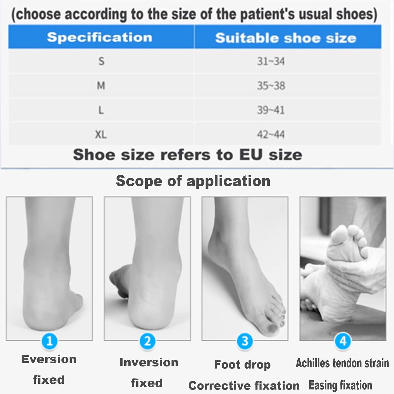 SFKLYU AFO Foot-Up Orthosis Drop Foot Brace Foot Drop Orthosis Ankle Brace Support for Hemiplegia Stroke,B/right,XL