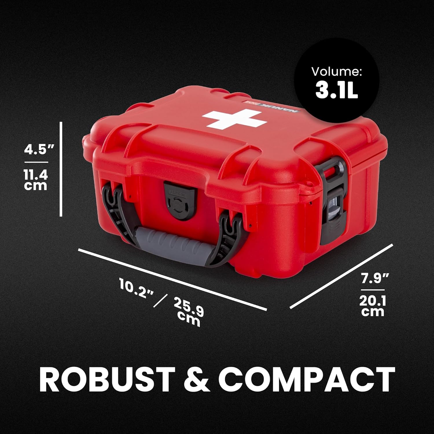 NANUK 904 Waterproof First Aid Kit 110pcs – Durable, Pre-Stocked First Aid Emergency Kit with Bandages, Tick Removal Tool, and More – Dustproof, Impact-Resistant, Floats (10.2