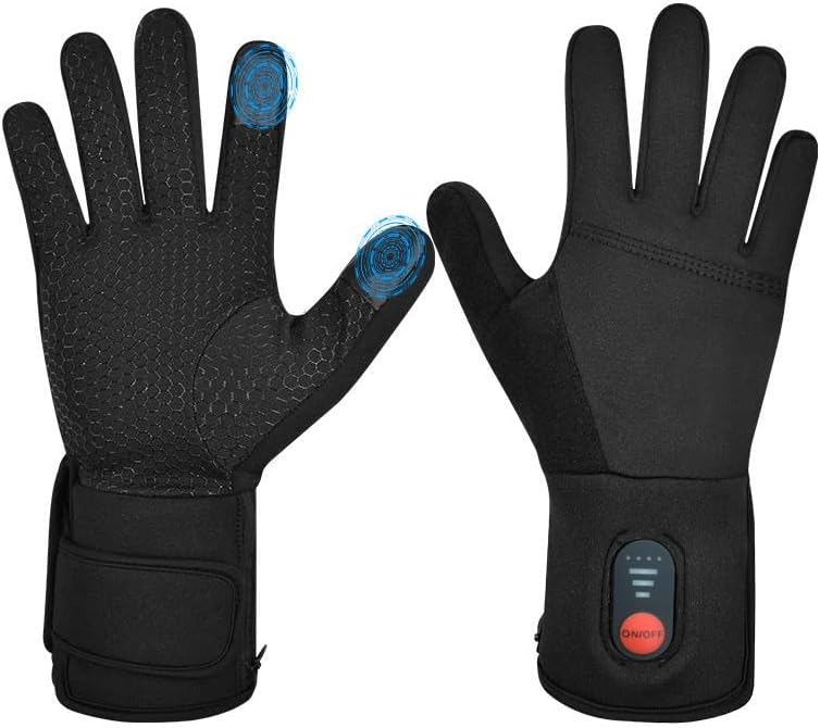 Heated Gloves Liners for Men Women, Rechargeable Waterproof Winter Thin Heated Work Gloves with Arthritis Raynaud's Relief for Ski Golf Hiking Driving (Black, Medium)