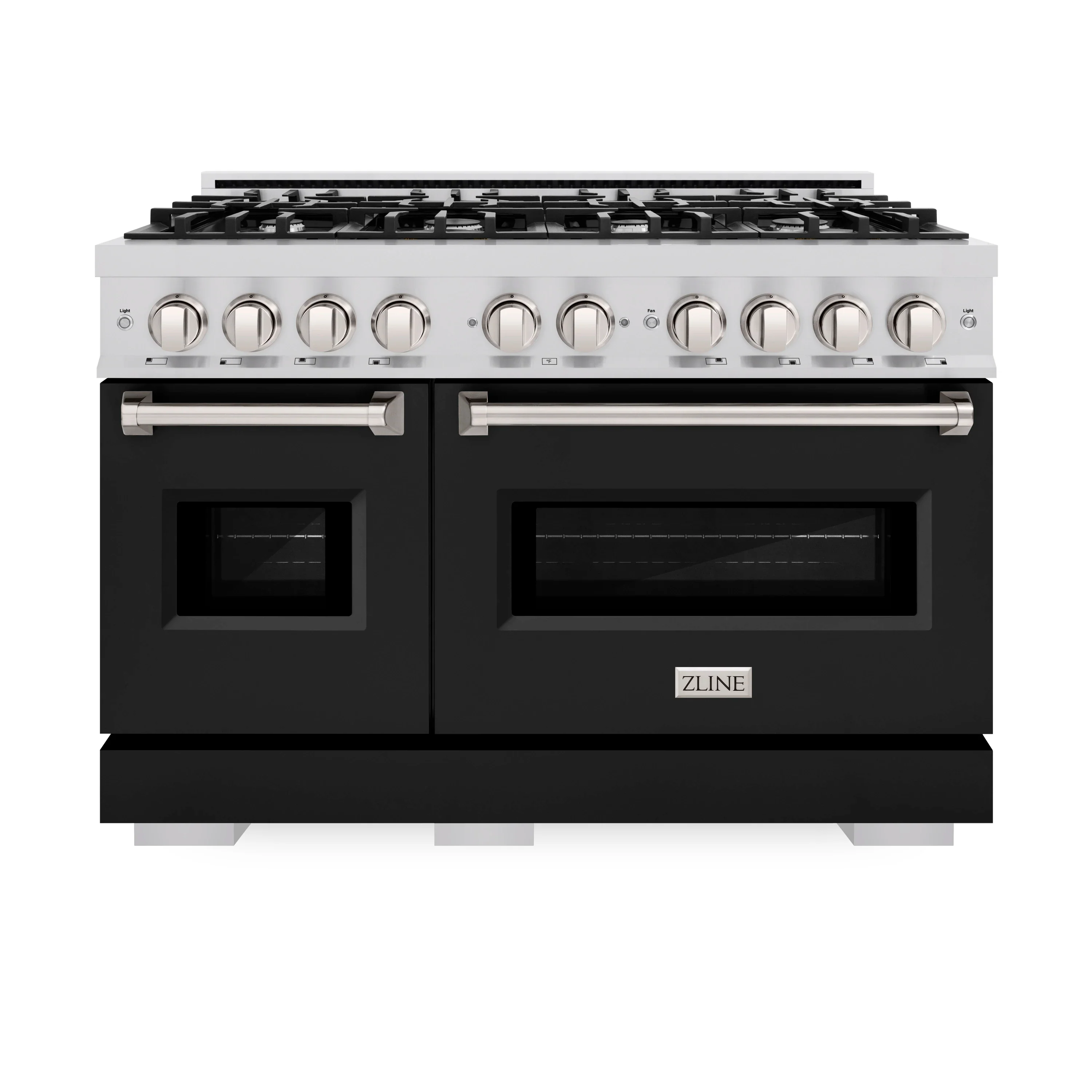 ZLINE 48-Inch Classic Series Dual Fuel Range with 8 Burner Gas Cooktop and 6.7 Cu. Ft. Electric Convection Oven in Stainless Steel with Black Matte Doors (CDR-BLM-48)