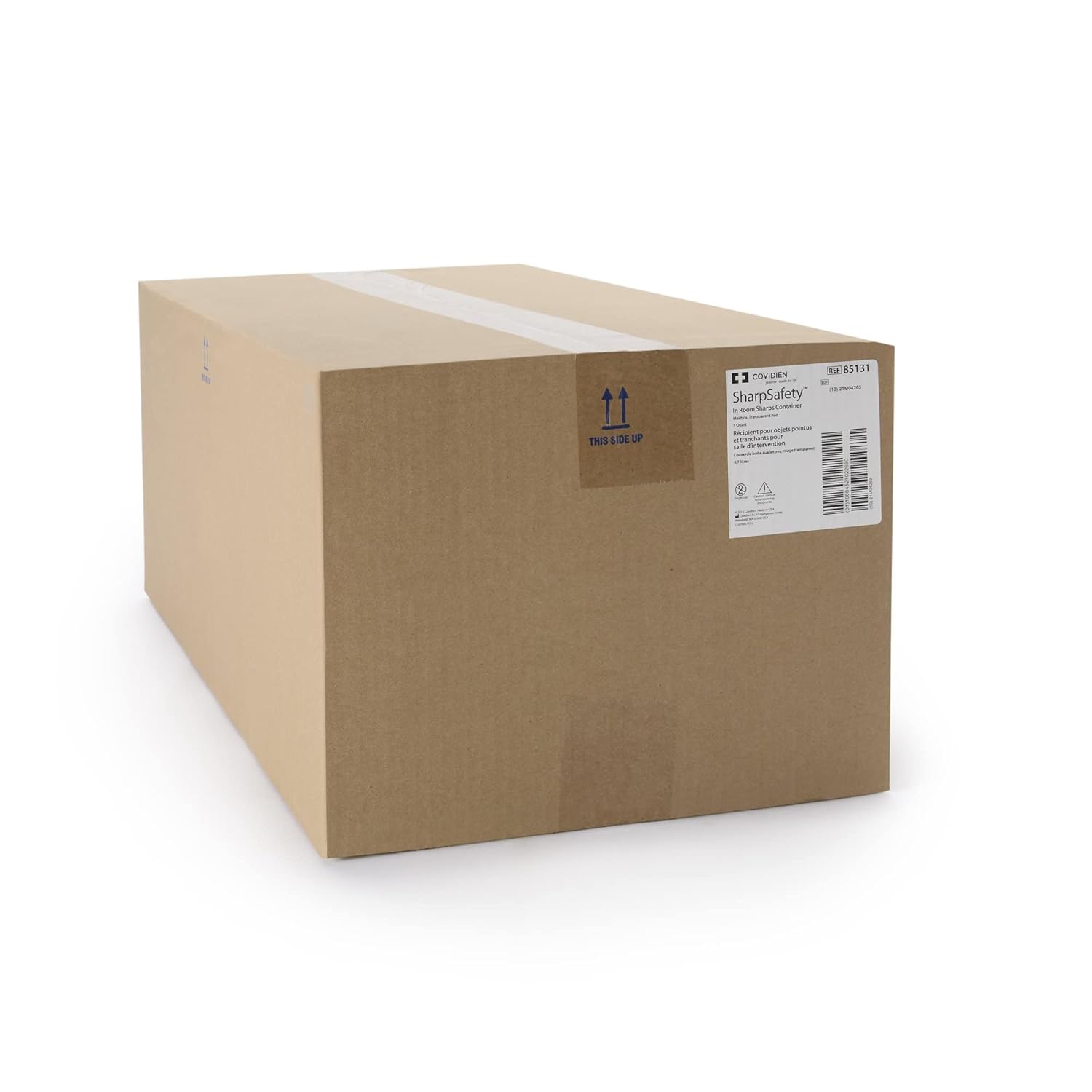 Covidien 85131 SharpSafety in Room Sharps Container, Mailbox, 5 Quart Capacity, Transparent Red (Pack of 20)