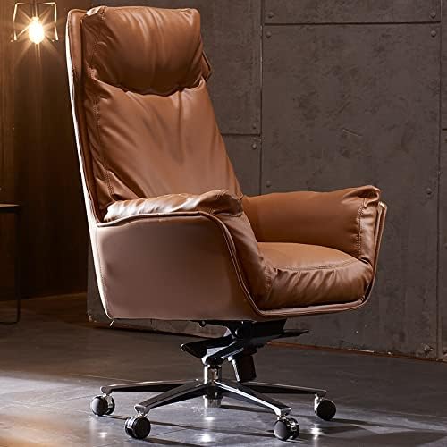 High Back Executive Chair Ergonomic,Managerial Computer Desk Chair Flip Up Armrest Big Tall with Adjustable Lumbar Support High Back Executive Task Swivel Leather Chair C,Brown