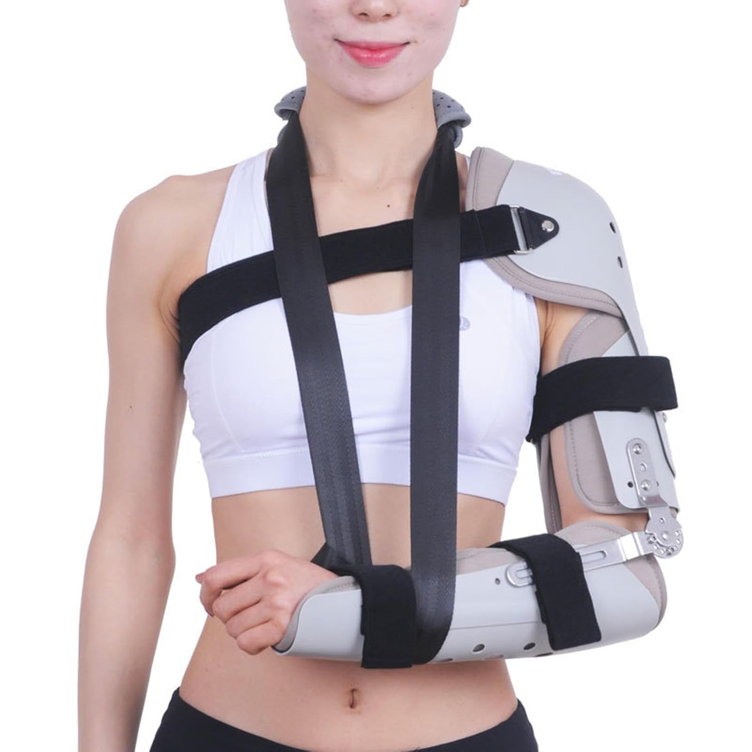 Adjustable Hinged Rom Elbow Brace, Upper Limb Immobilizer, Forearm Elbow Brace with Shoulder Support, Arm Dislocation Postoperative Brace for Elbow Fracture, Ligament Rupture,left