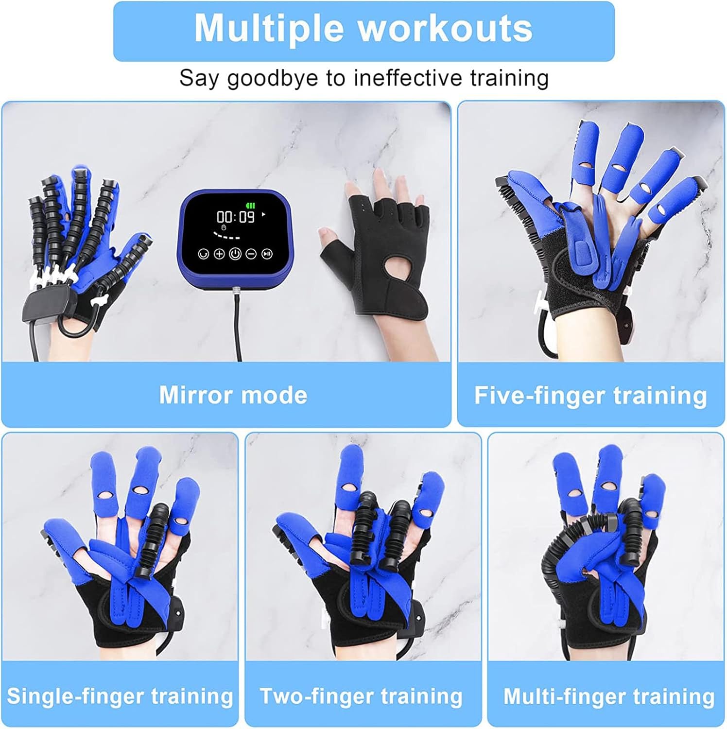 Hand Rehabilitation Robot Gloves, Model Self Training Finger Rehabilitation Device, Functional Hand Stroke Recovery Equipment for Hand Dysfunction Patients(Size:S,Color:Left)