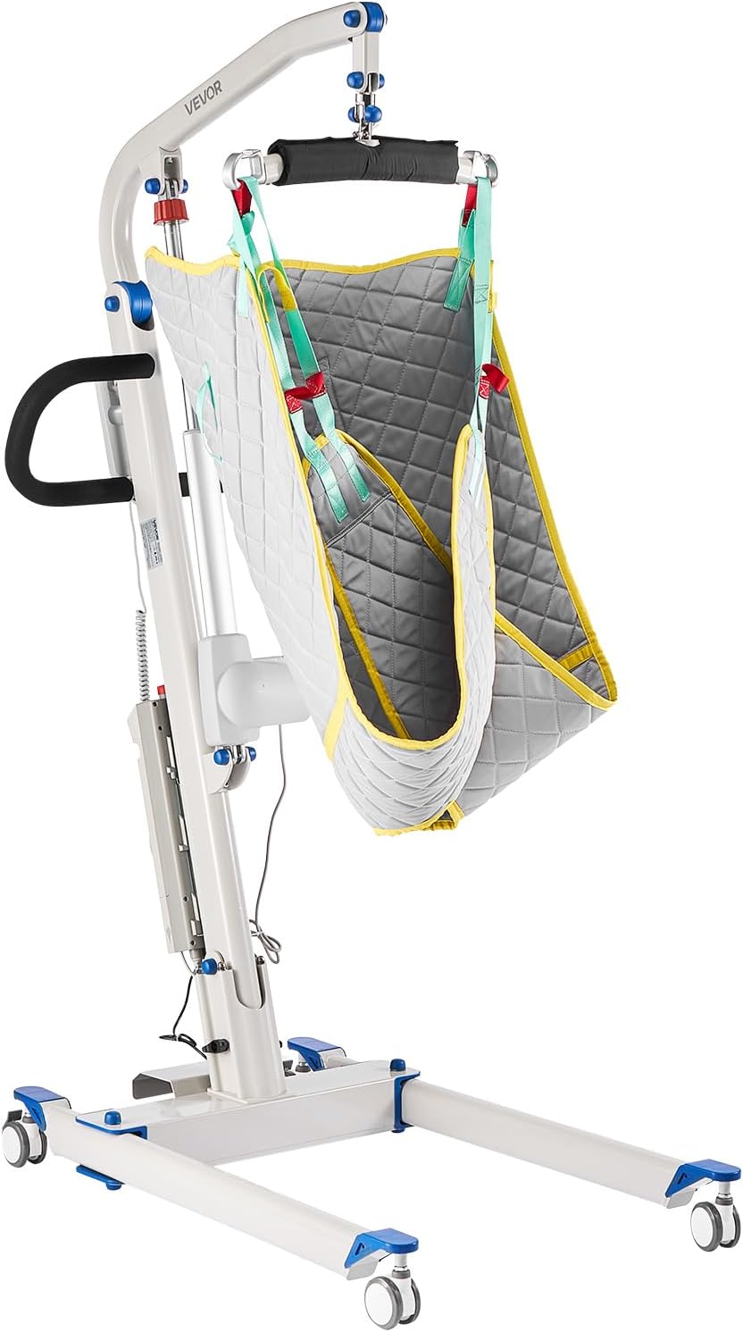 VEVOR Hoyer Electric Patient Lift for Home Use with Sling, Height & Width Dual Control Adjustable Function with Handle Controller, All-Aluminum Material，400LBS for Car, Wheelchair & Bed