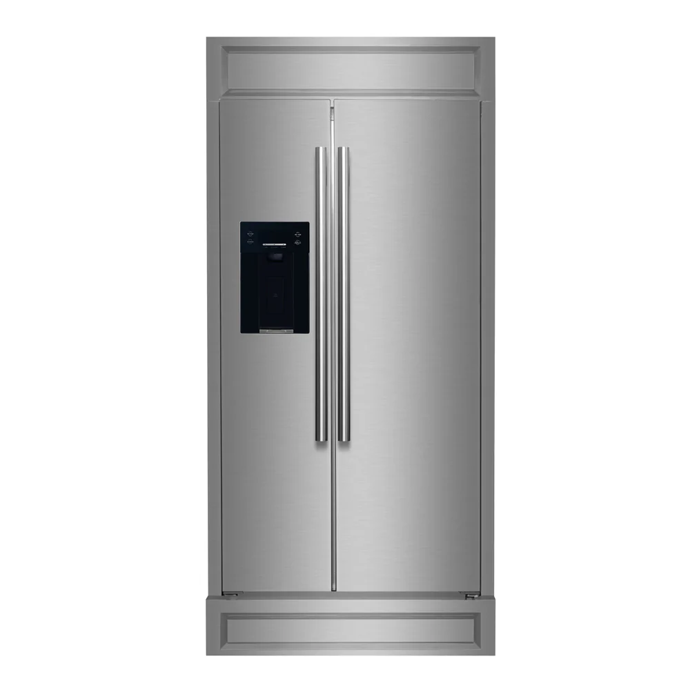 Forno Salerno 36-Inch Built-in Stainless-Steel Refrigerator with 20 cu. ft Capacity, Water Dispenser, and Decorative Grille (FFRBI1844-40MG)