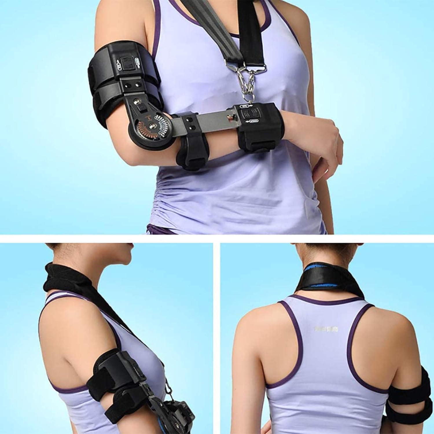 Hinged Elbow Brace, Adults Arm Elbow Splint Immobilizer Brace, Adjustable Elbow Fixator Orthosis for Post Op Elbow Fracture Rehabilitation,Left (Right One Size)