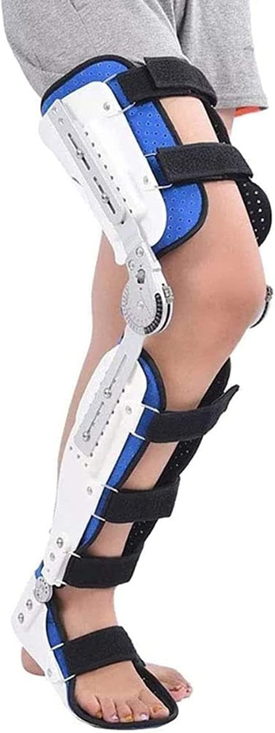 Hinged Knee Foot Support Brace, Post Op Knee Support Orthosis Immobilizer Protector, Full Leg Stabilizer Knee Orthosis Splint, Full Leg Stabilizer Knee Orthosis Splint(Right-L)
