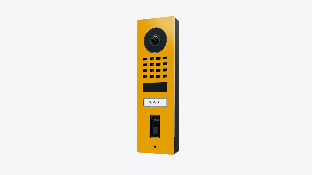 DoorBird D1101FV Fingerprint 50 Surface-Mount IP Video Door Station in Golden Yellow, RAL 1004