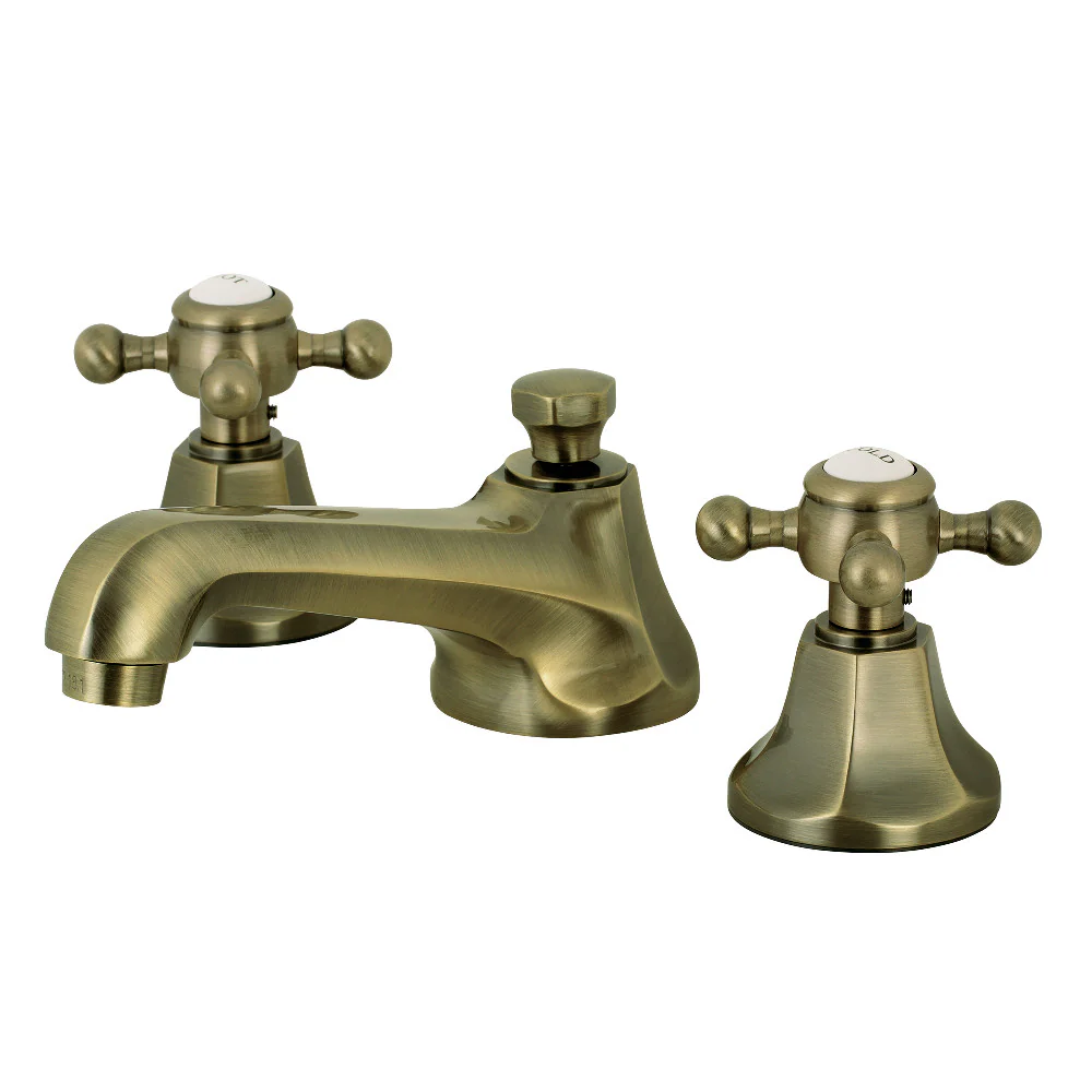Kingston Brass Metropolitan Widespread Bathroom Faucet with Brass Pop-Up, Antique Brass (KS4463BX)