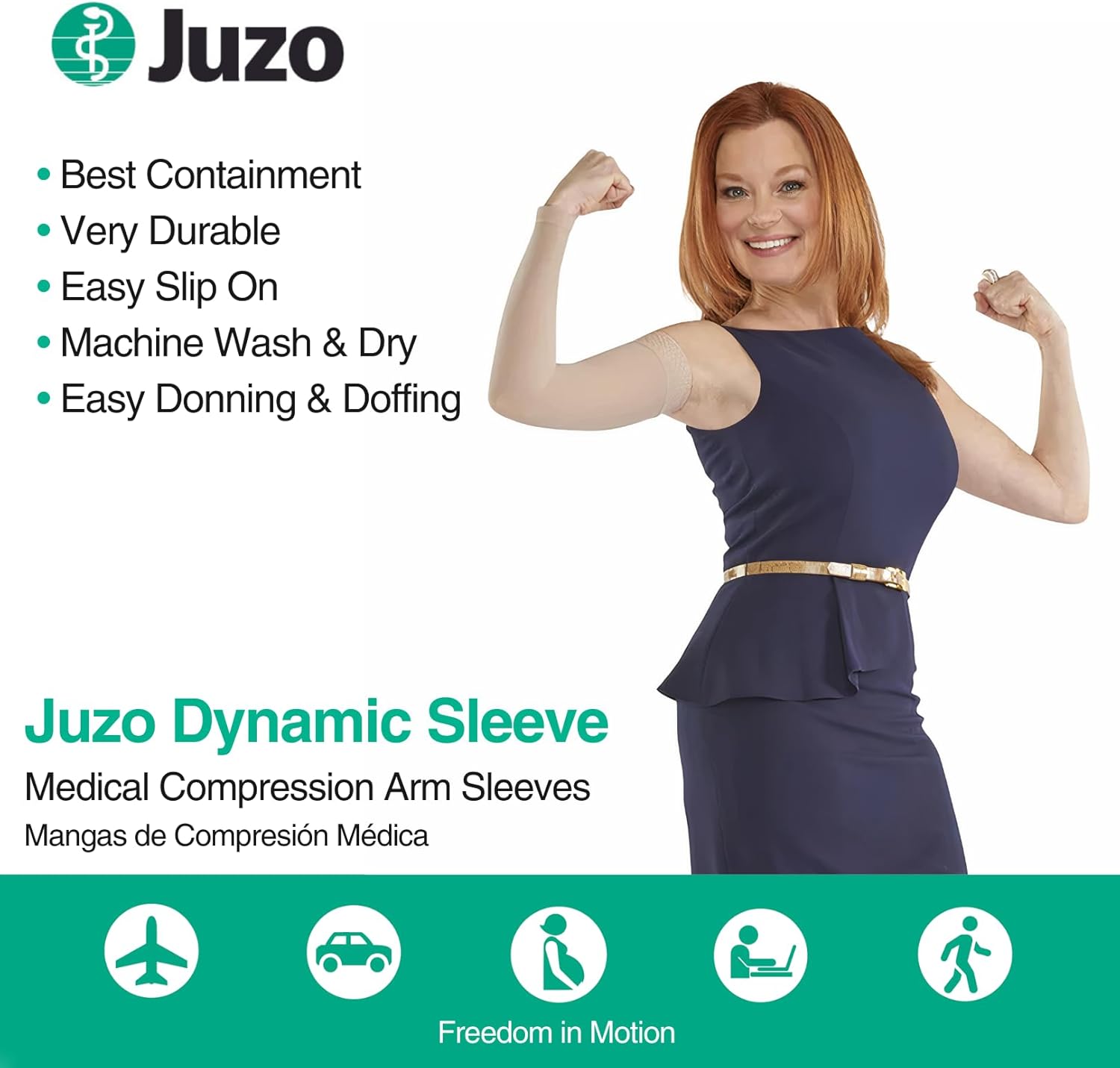 Juzo Dynamic Compression Arm Sleeve 30-40 mmHg | Compression Arm Sleeves for Men/ Women for Severe Lymphedema and Lipo-Lymphedema, Treatment for Swelling in Arms | Beige