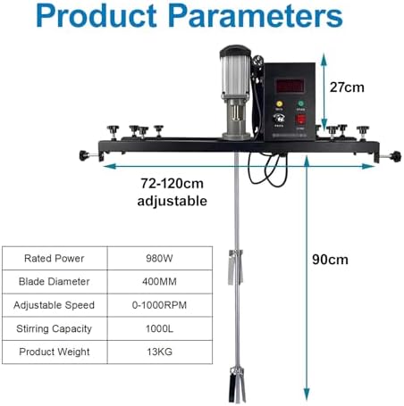 Electric Centrifugal Mixer, Industrial Paint Mixing & Ink Dissolver Agitator with Roller Brush for Commercial Use