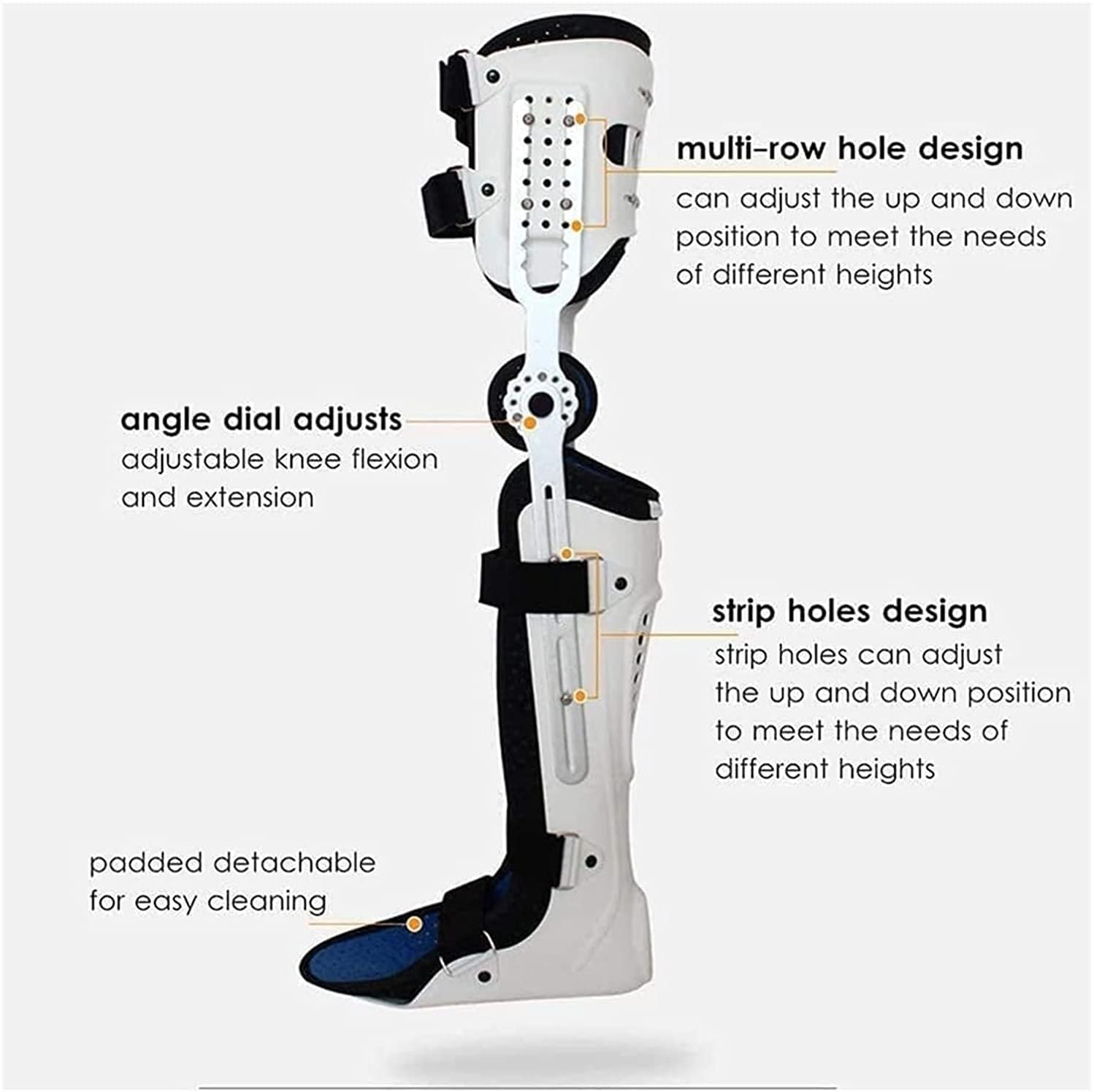 HUANGJUN Adjustable Leg Stabilizer Full Leg Stabilizer Knee Orthosis Splint Hinged Knee Foot Ankle Support Brace Knee Support Orthosis Immobilize 22.7.27