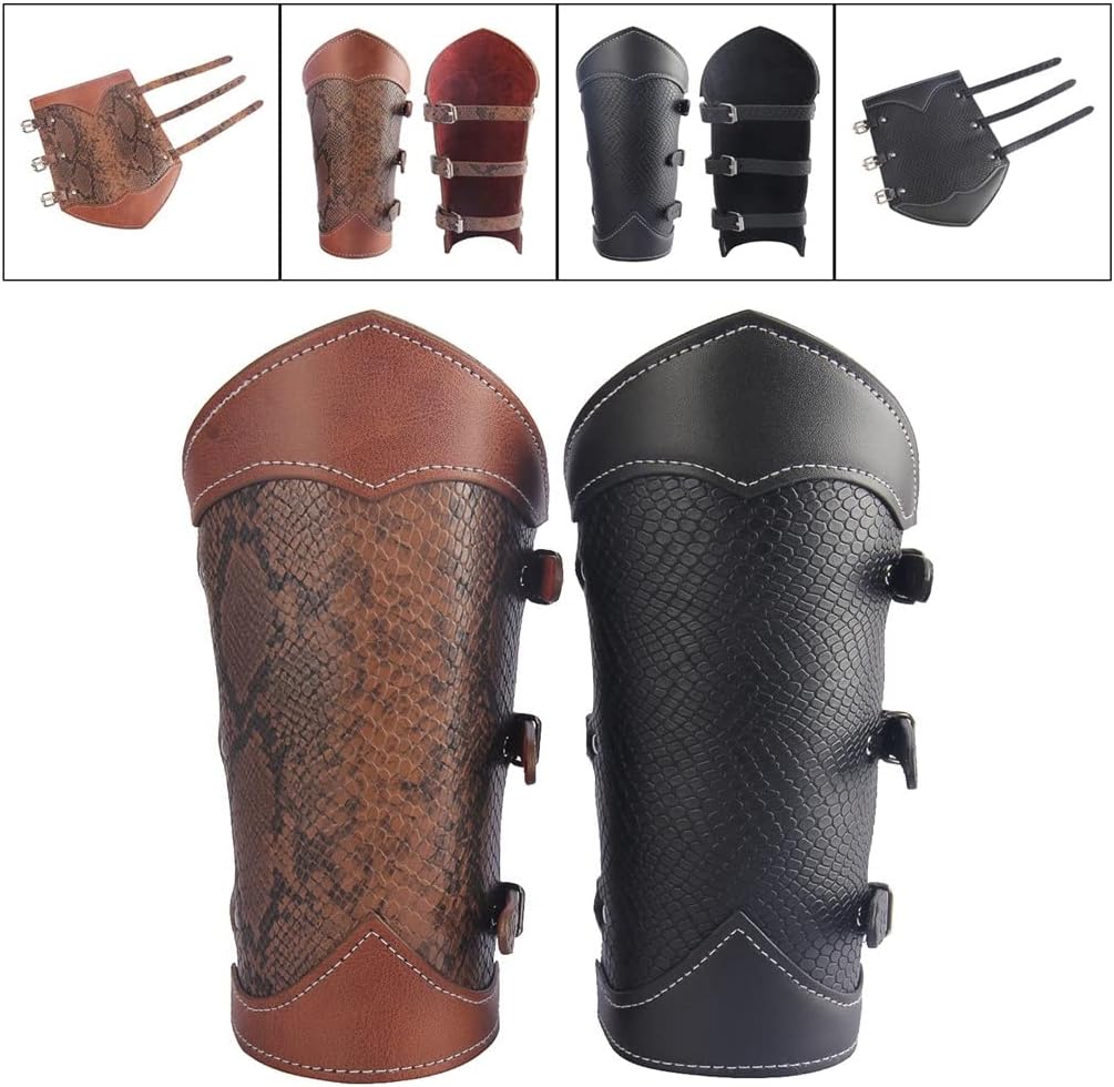 Leather Handguards Wide Wrist Arm Armor Wristband Protector Cuff Bracelet Buckle