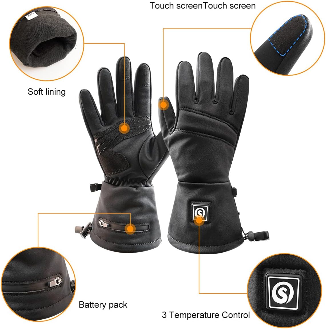 Heated Gloves for Women,Waterproof Winter Electric Thin Men Glove for Cold Weather Warm