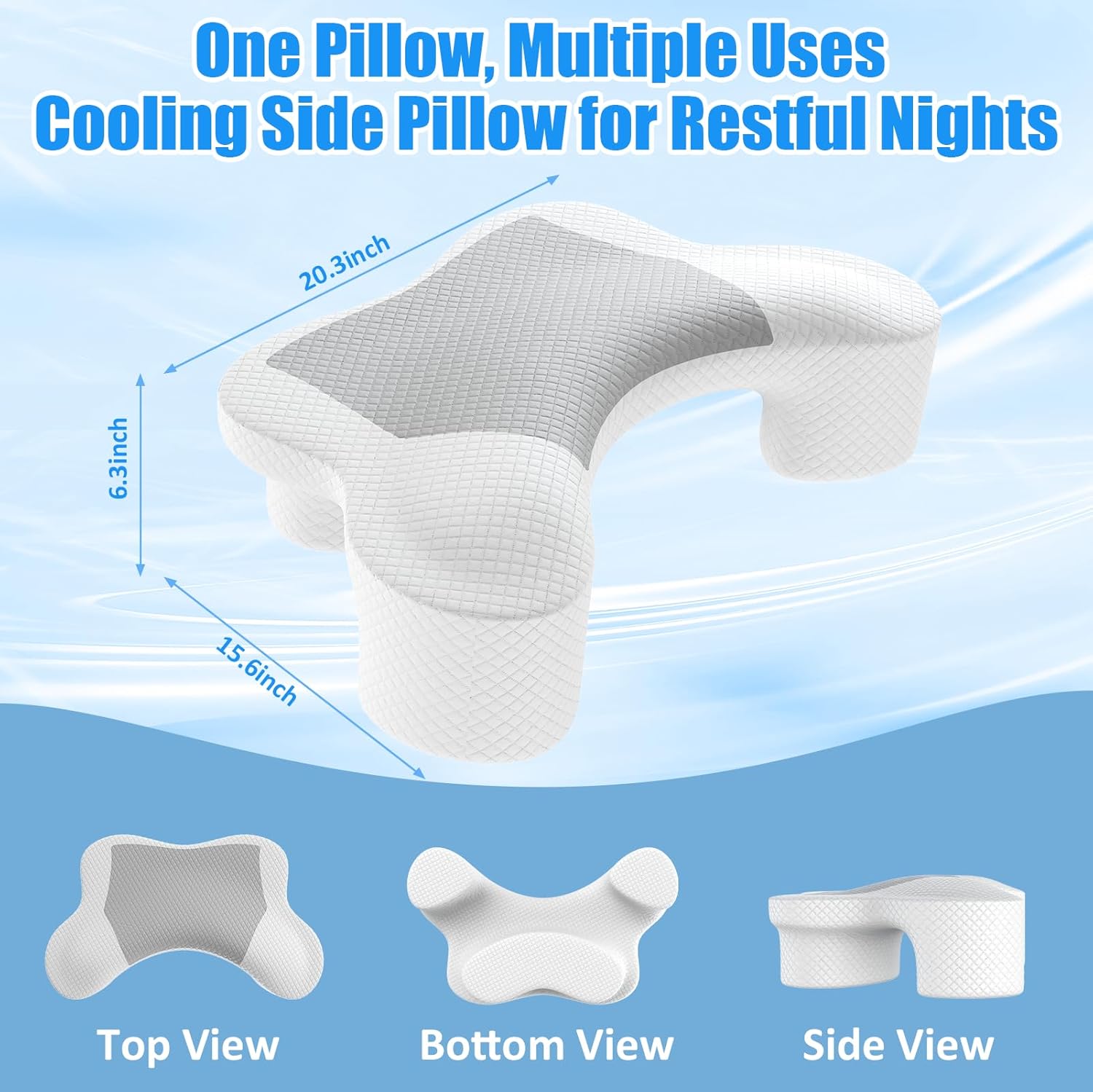 Side Sleeper Pillow with Arm Hole, Ergonomic Memory Foam Cervical Pillow for Neck and Shoulder Pain Relief 2PCS Pillowcase, Ergonomic Knee, Leg, Arm Pillow for Adults