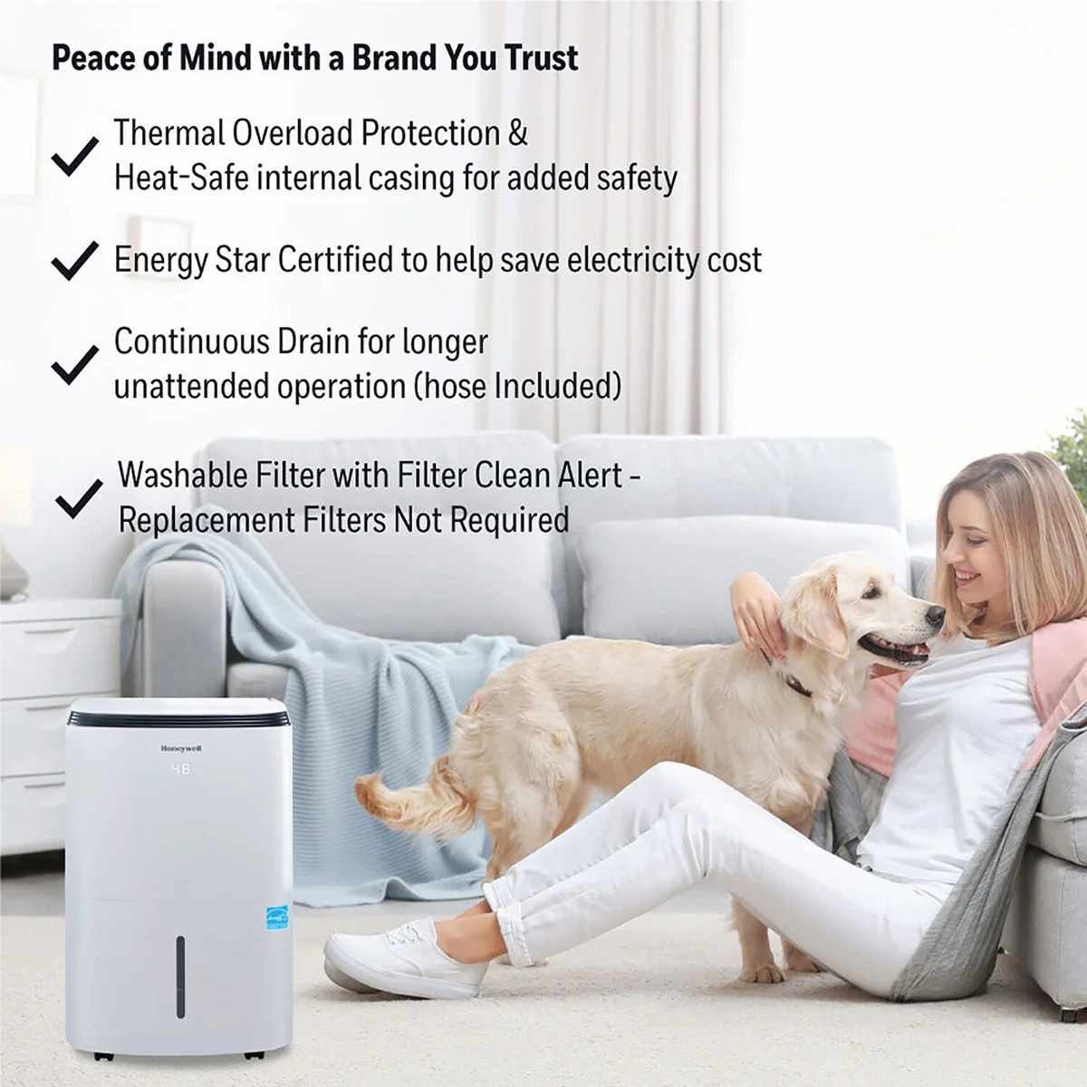 Honeywell 20 Pint Dehumidifier with Optional Wi-Fi
