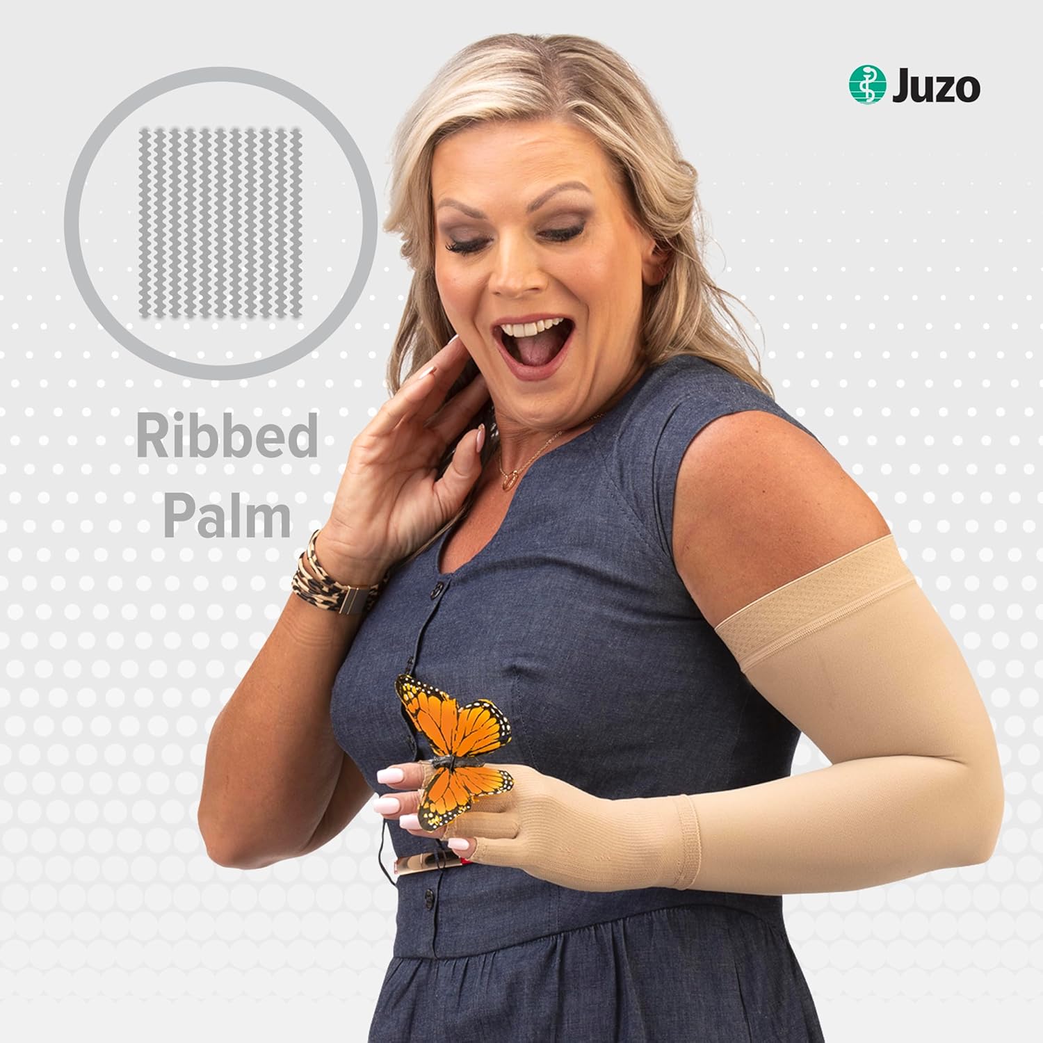 Juzo 2301 Seamless Compression Glove with Open Finger Slots, Black, X-Large