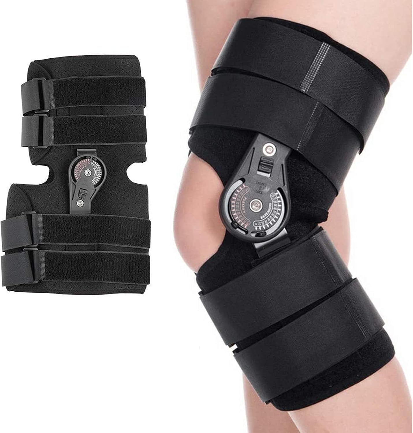 Knee Support - Adjustable Hinged Knee Immobilizer Brace, Lightweight Straight Knee Splint, Perfect for Hyperextension and Locking Treatment, Osteoarthritis, Ligament Tears