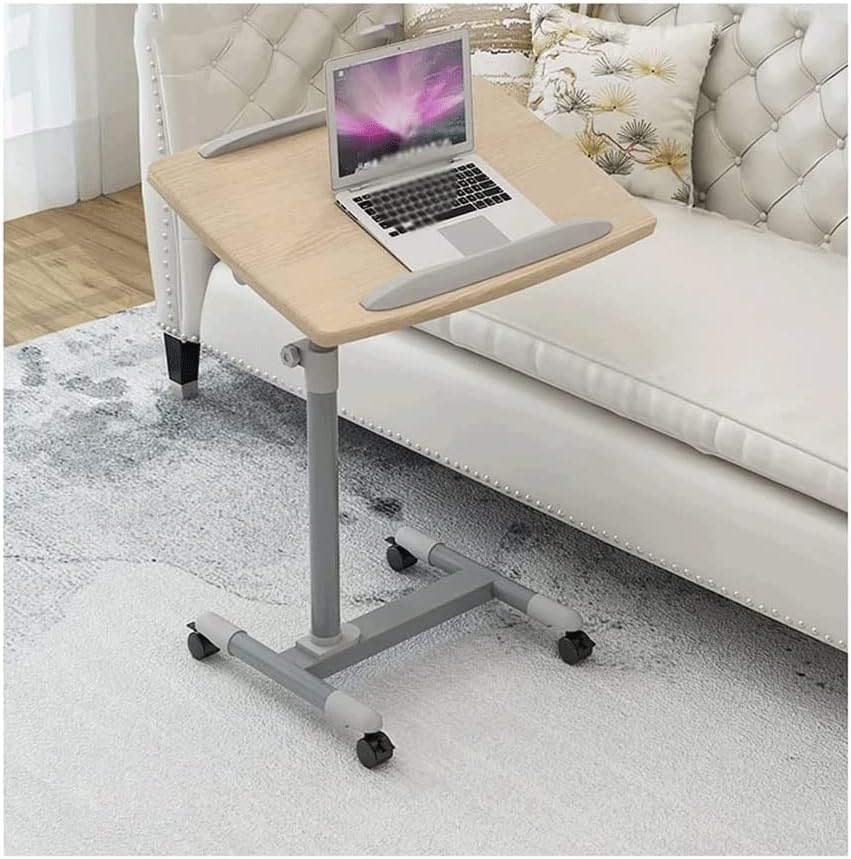 Overbed Table Medical Height Adjustable Overbed Bedside Table with Wheels Rolling Laptop Desk Great for Hospital Use or at Home as Bed Tray Lightweight,A-23.6 * 24in