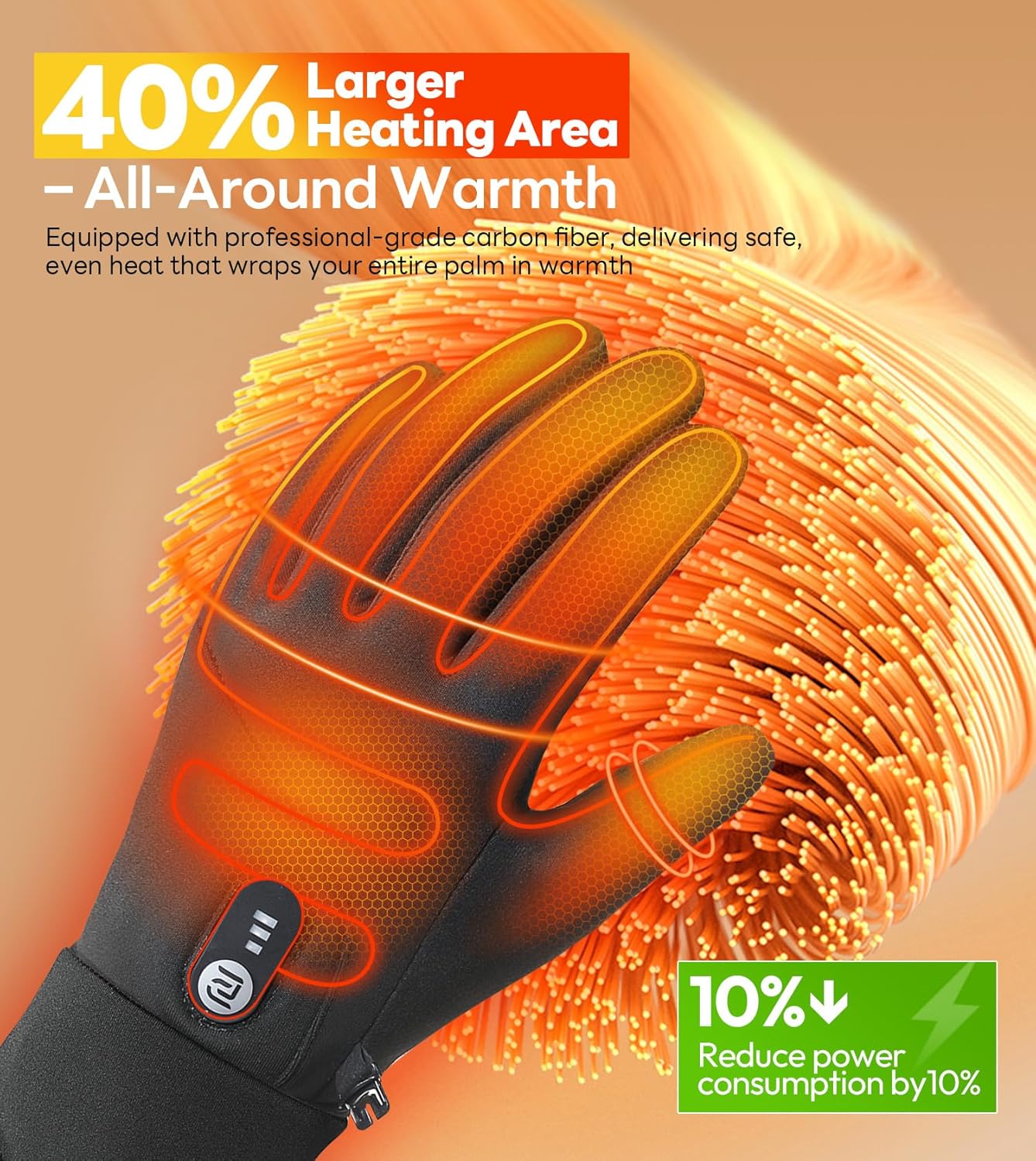 Heated Gloves for Men Women Rechargeable with 7.4V 3000mAh Battery Thin Liner Work Touchscreen Heating Glove for Cold Weather