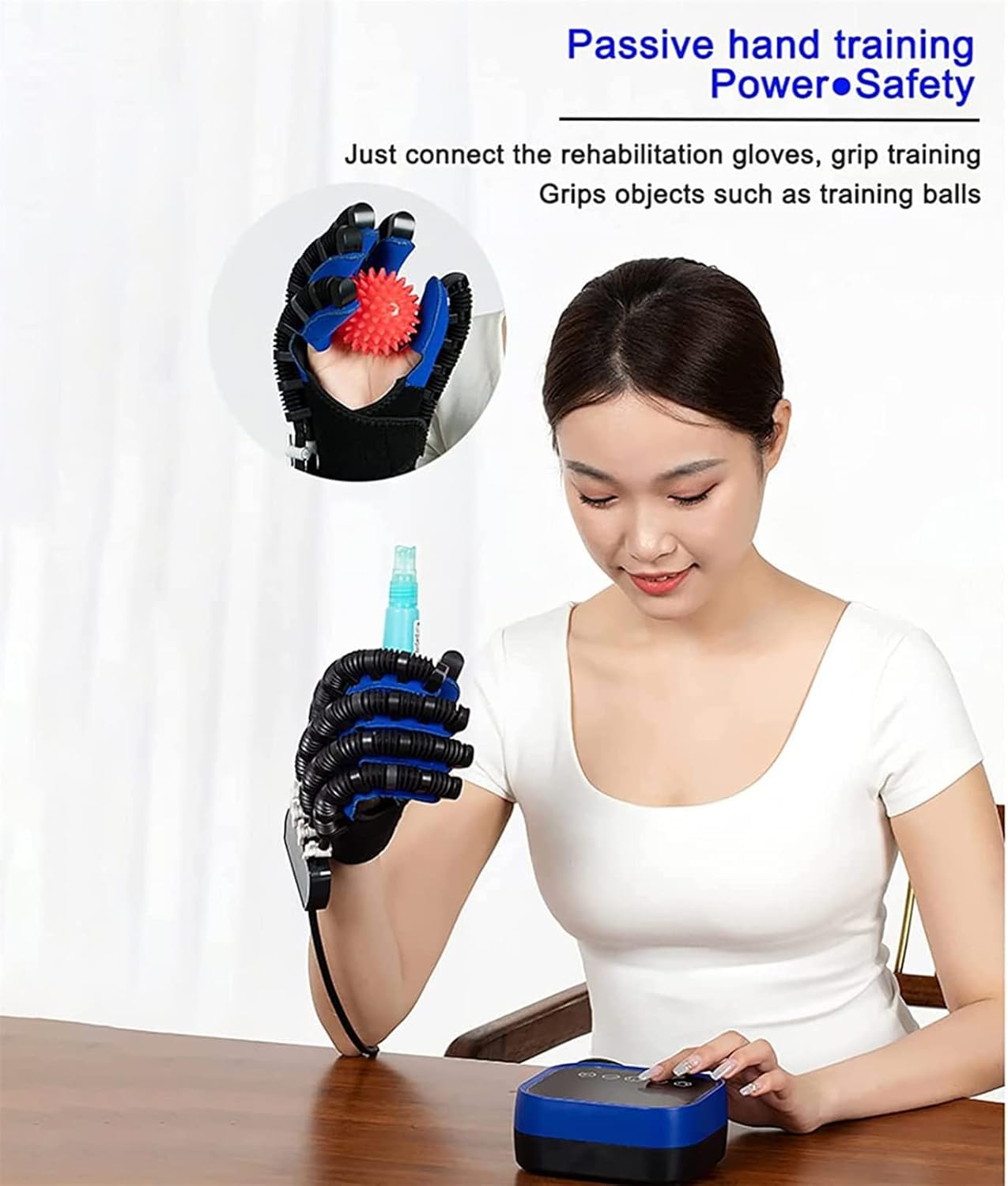 Rehabilitation Robot Gloves, Functional Finger Rehabilitation Trainer, for Stroke Hemiplegia Arthritis Hand Patients(Size:L Code,Color:Left Hand)