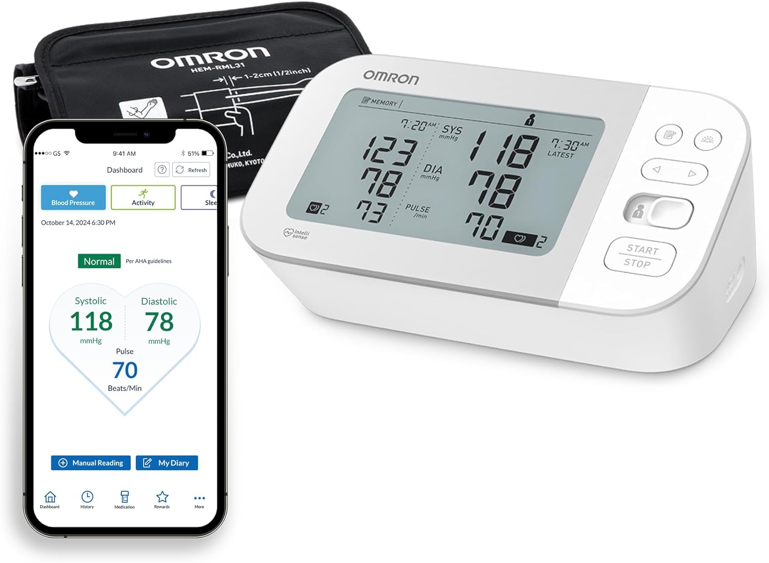 OMRON Gold Upper Arm Blood Pressure Monitor - Clinically Validated Blood Pressure Arm Cuff - Use OMRON Connect App for Unlimited Free Measurements