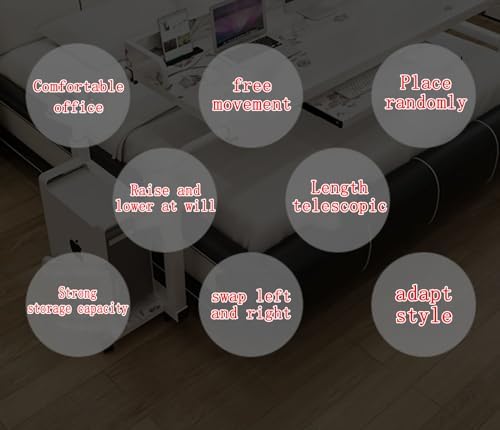 Foldable Table Tray Bedside Laptop Table Home Bed Simple Desk Folding Mobile，Overbed Hospital Table with Wheels Adjustable Height Swivel Bedside Cart Laptop Desk for Home Use Perfect for Hos