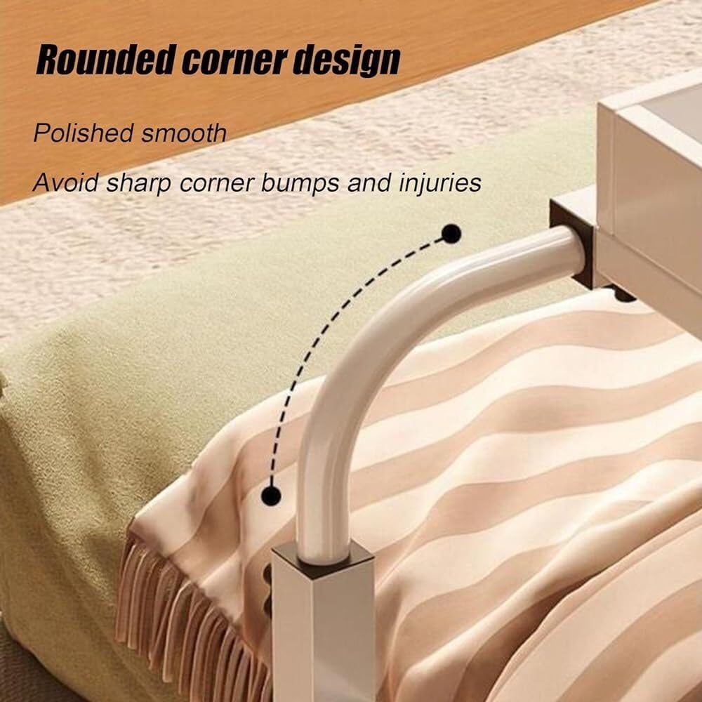 Mobile Overbed Computer Table Overbed Desk Laptop Height & Length Adjustable Over Bed Table with Wheels and Tiltable Tabletop Hospital Nursing Table