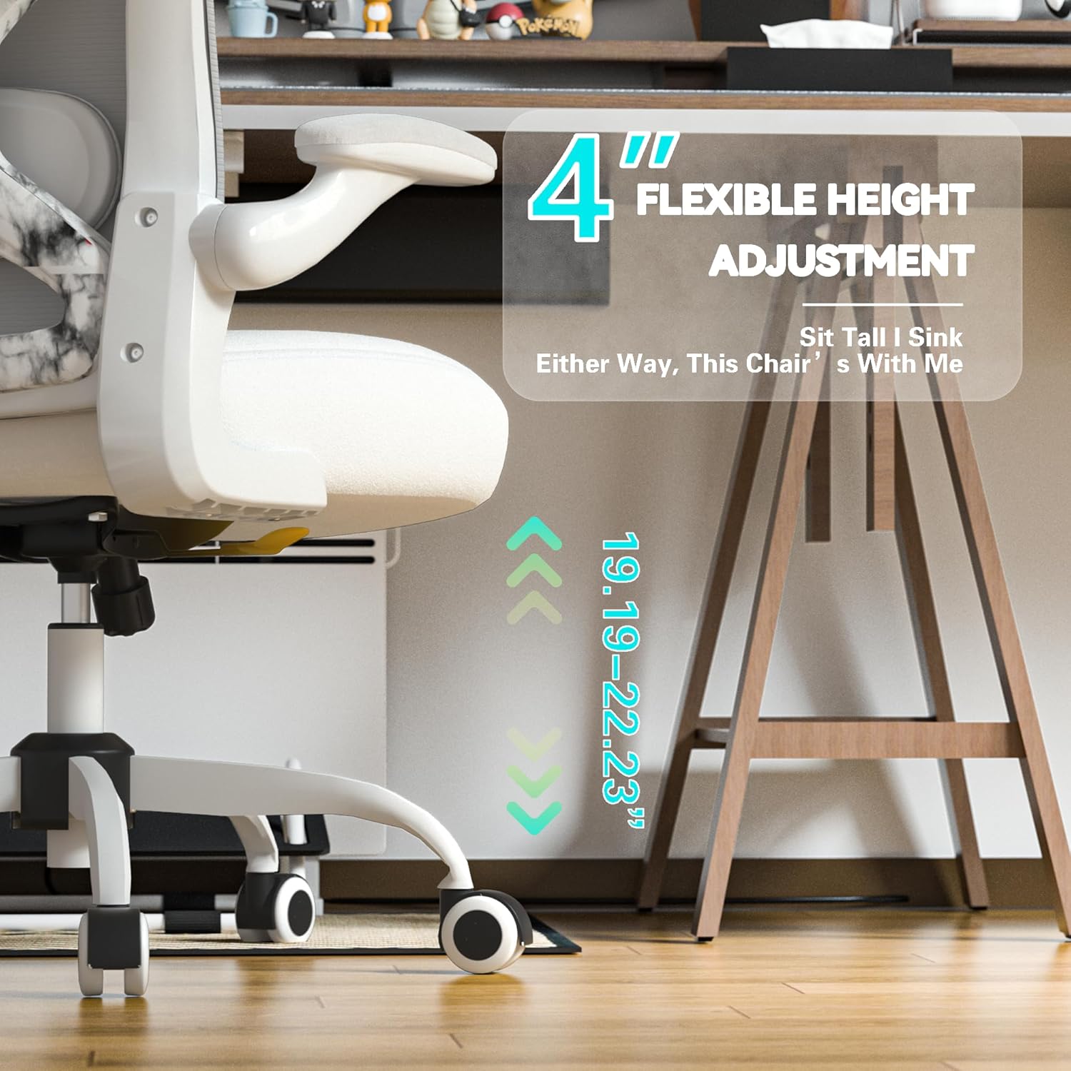 Office Desk Chair with Ergonomic Lumbar Support, Extra-Thick Seat Cushion, Flip-up Arms, Breathable Mesh Back, Computer Task Chair for Home Office